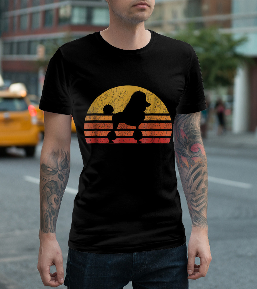 Retro Distressed Sun Poodle Silhouette Vintage Look T-Shirt