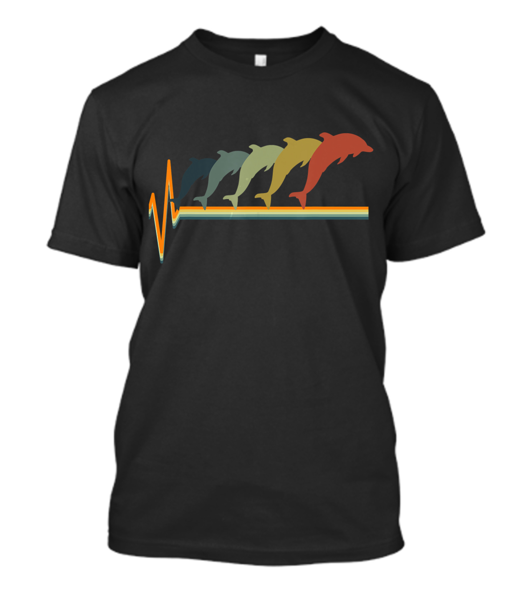 Dolphin Biology Sea Retro Heartbeat Line T-Shirt