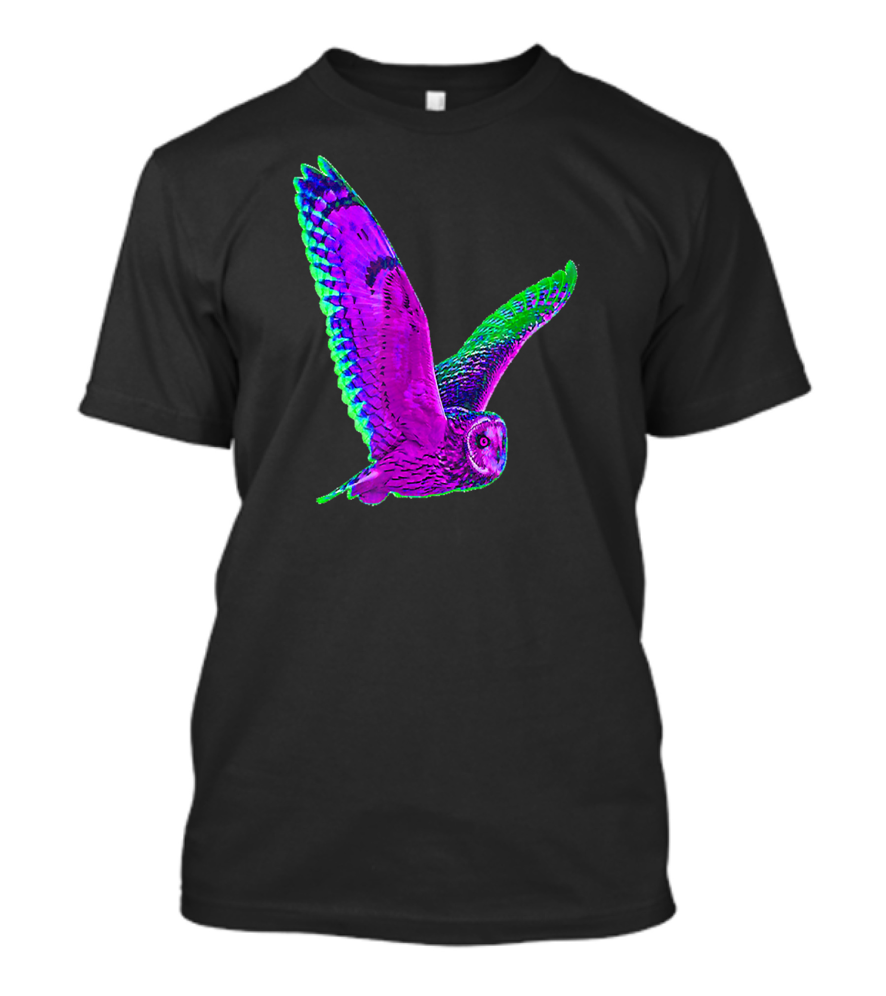 EDM Rave Trippy Techno Owl Festival Neon Psychedelic Vibes T-Shirt