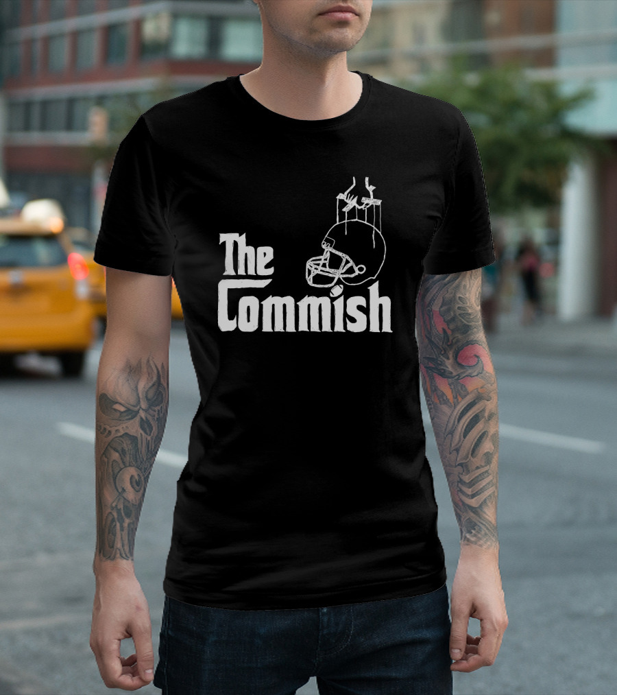 The Commish Fantasy Football Puppet Helmet T-Shirt