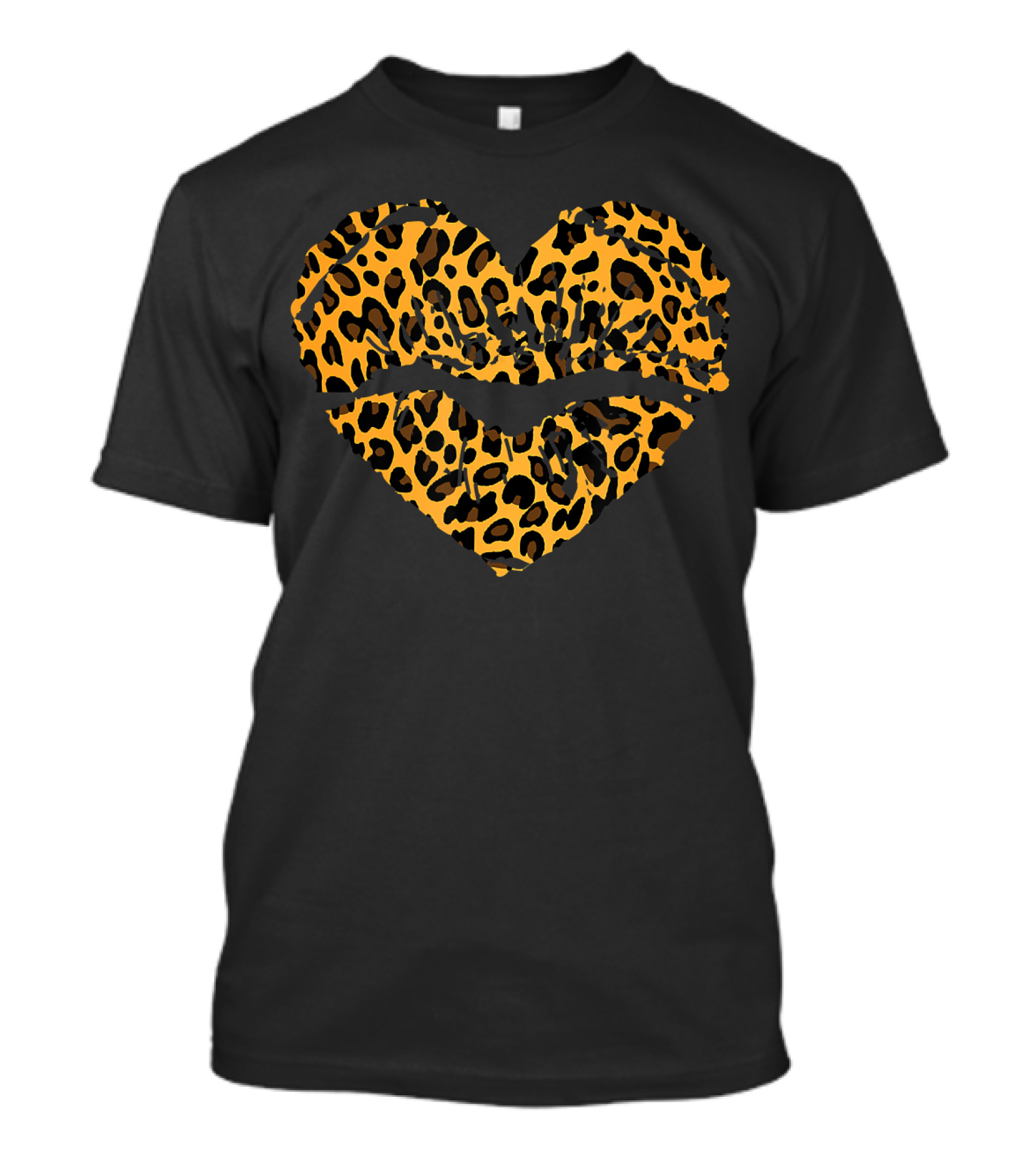 Leopard Print Love Heart With Lips T-Shirt