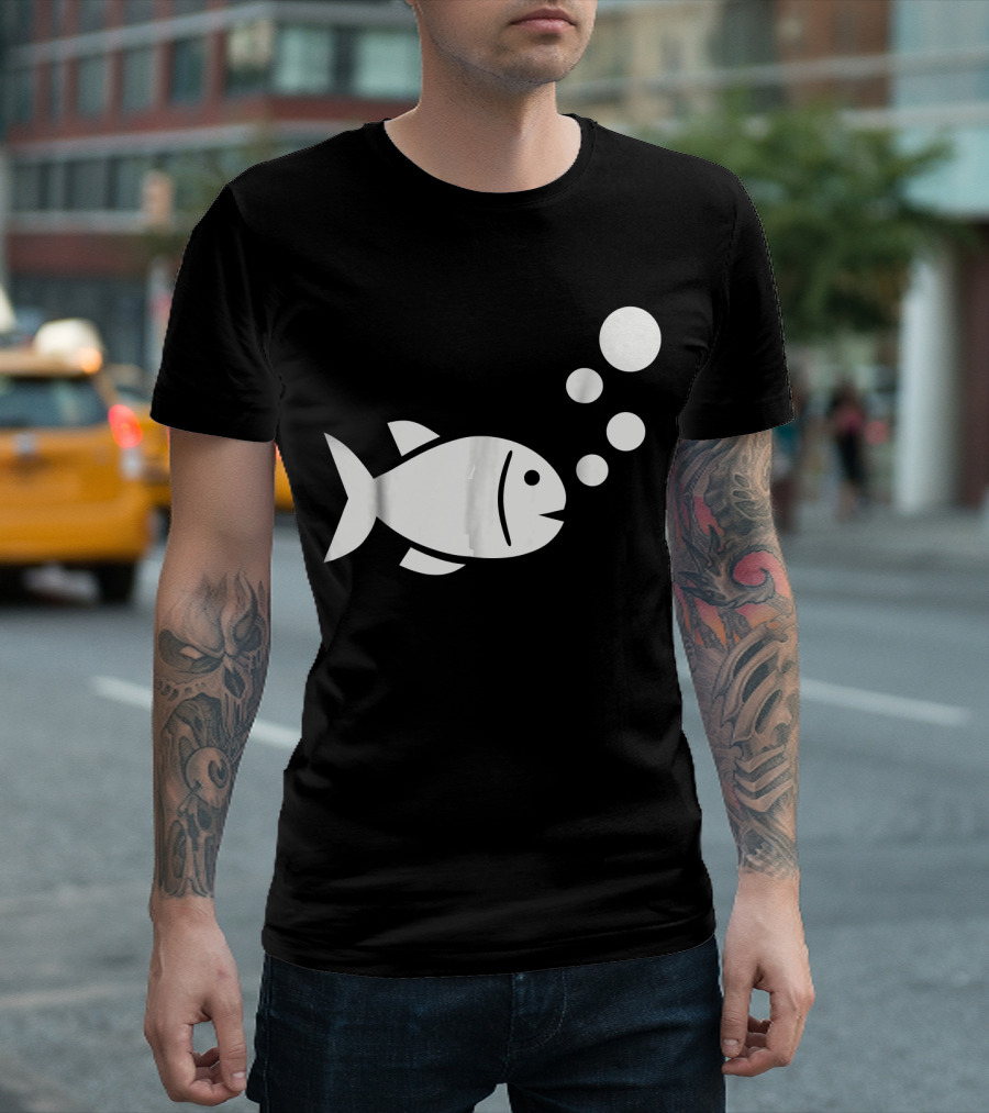 Fish Bubbles Icon With Circles T-Shirt