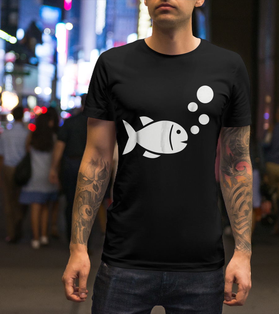 Fish Bubbles Icon With Circles T-Shirt
