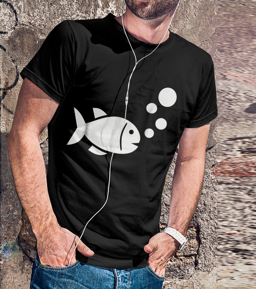 Fish Bubbles Icon With Circles T-Shirt