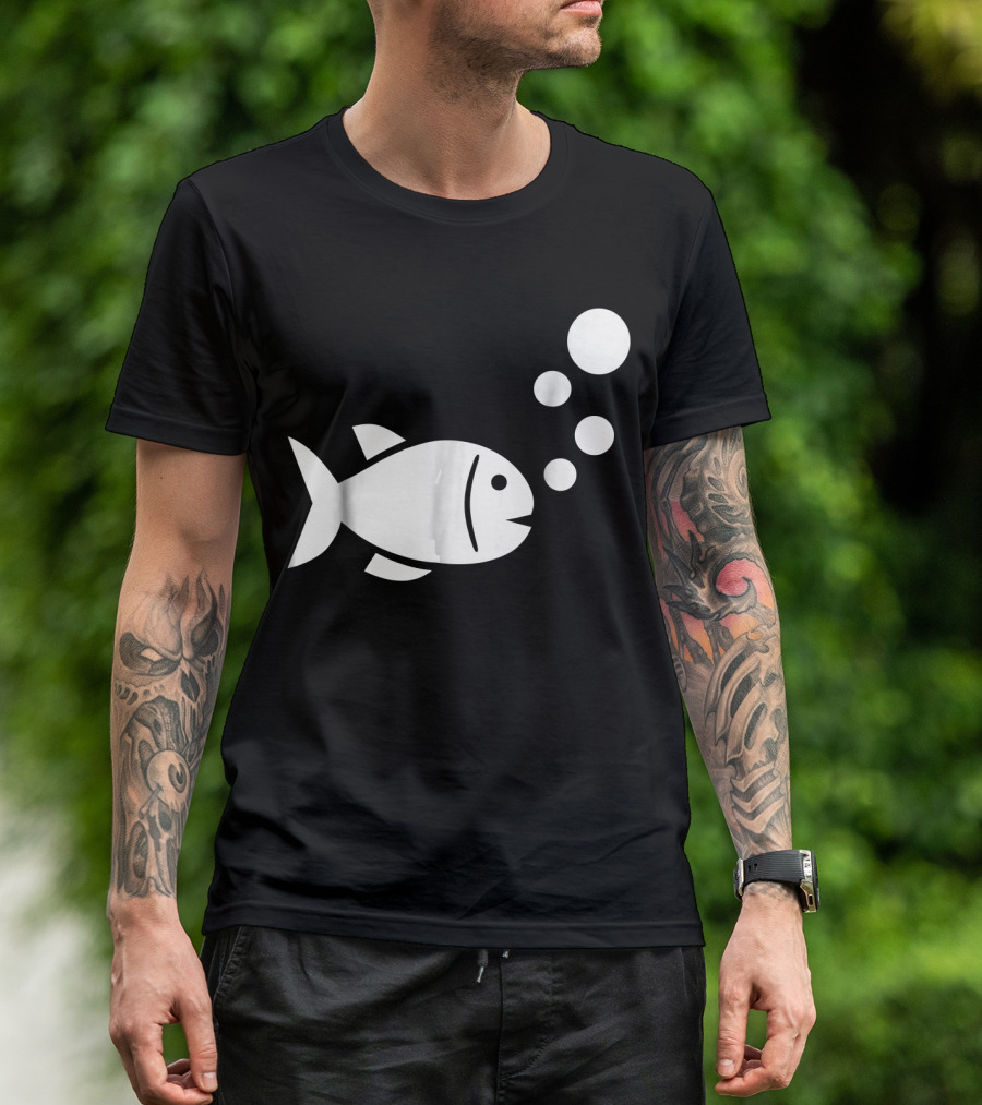 Fish Bubbles Icon With Circles T-Shirt