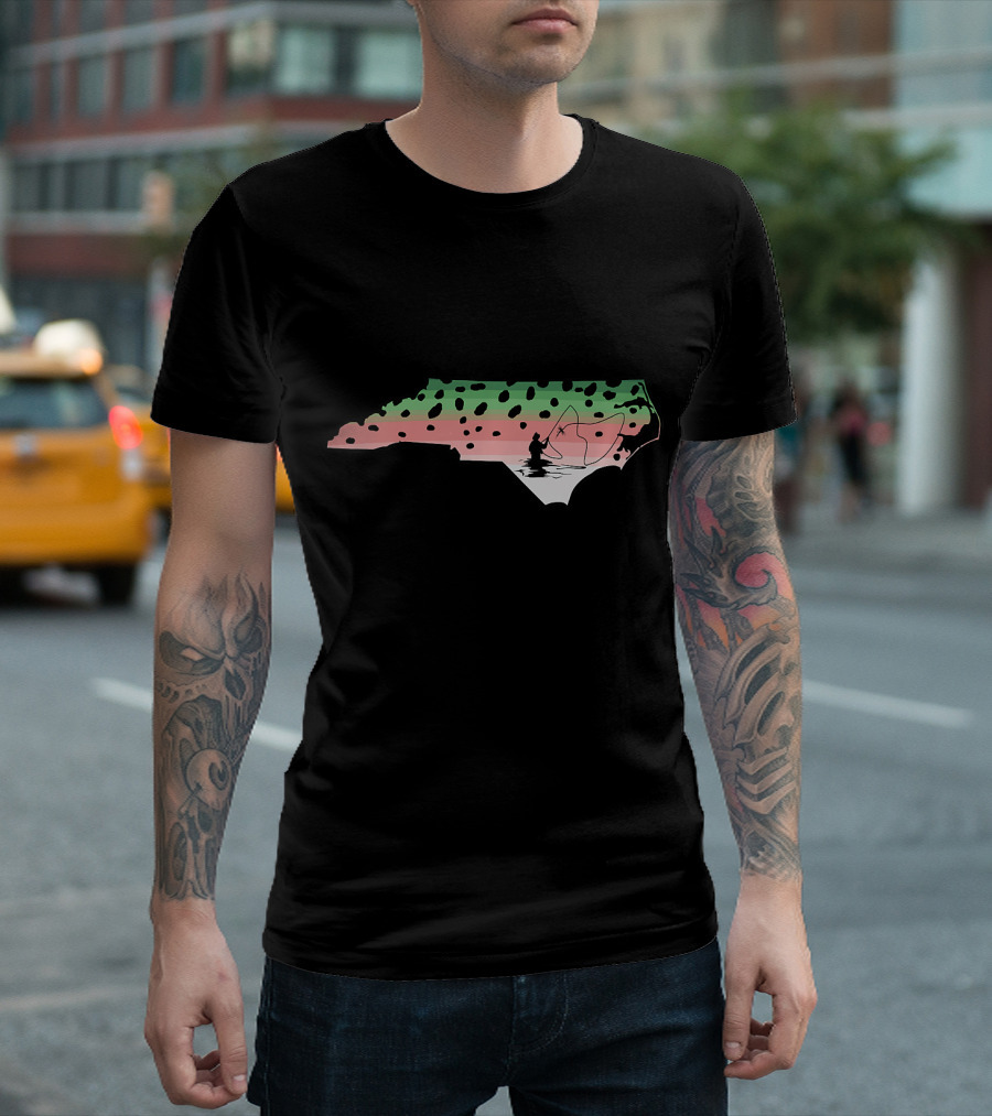 Fish North Carolina NC Mountains Rainbow Trout Fishing T-Shirt
