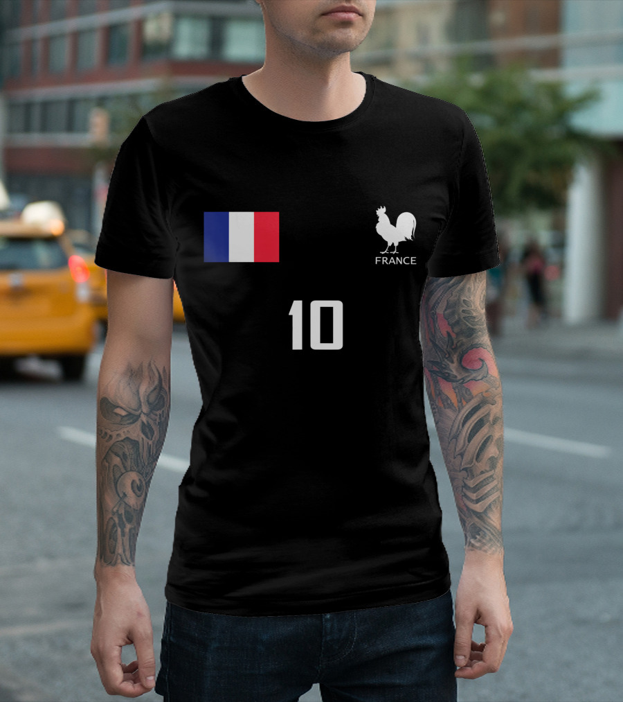 France Flag Rooster 10 Soccer Jersey Style French Football T-Shirt