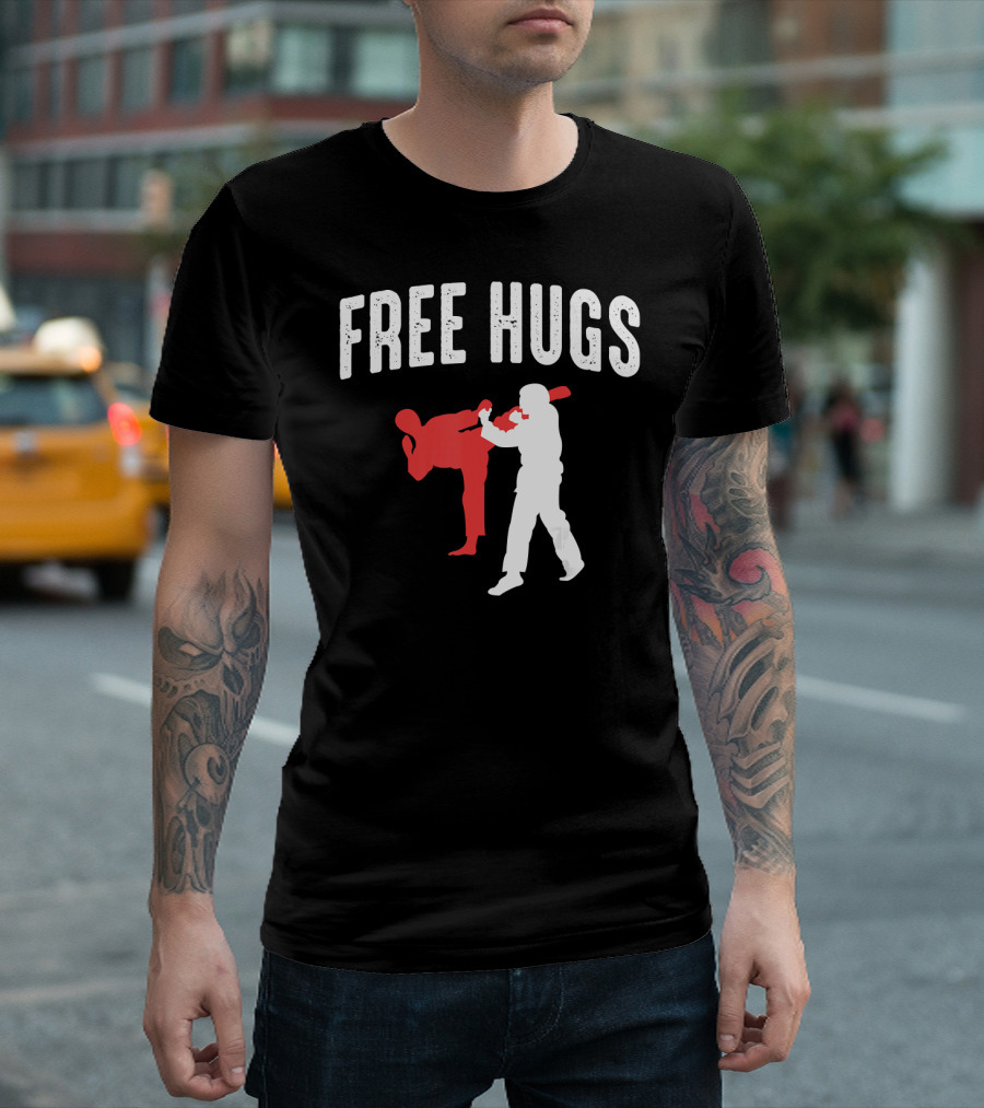 Free Hugs Taekwondo Martial Arts Humor With Sparring T-Shirt