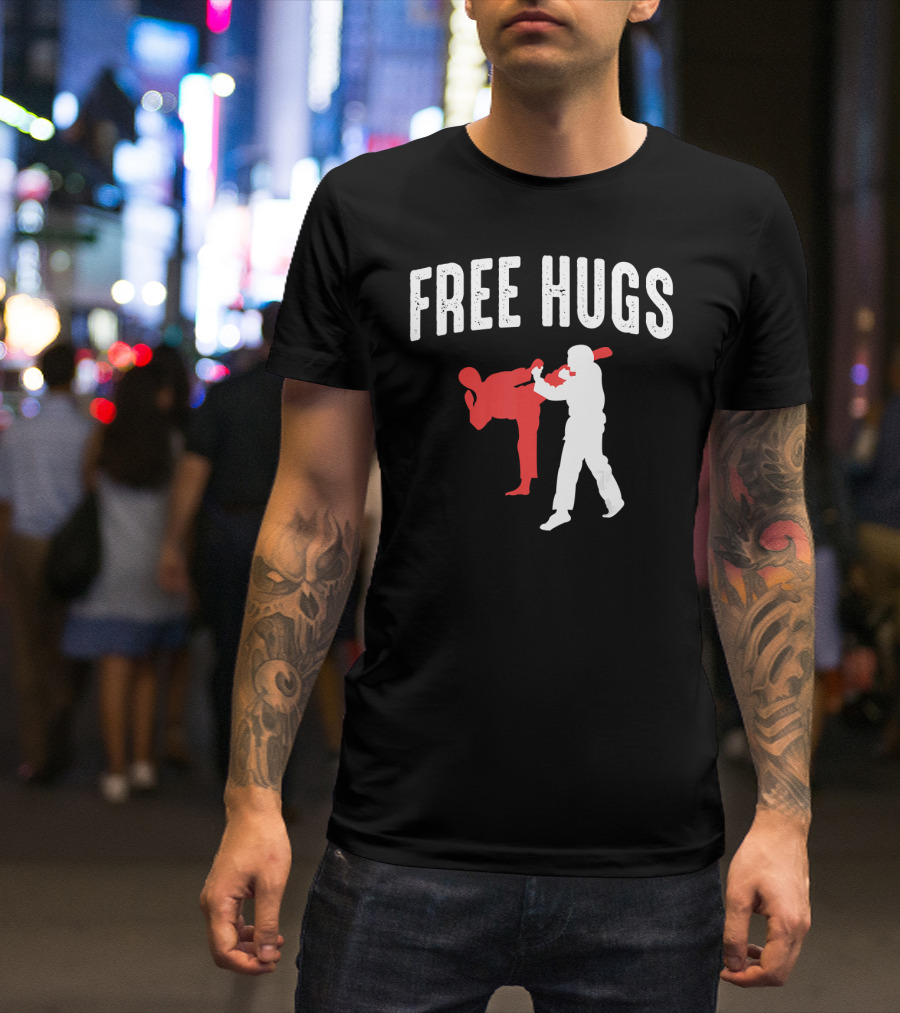 Free Hugs Taekwondo Martial Arts Humor With Sparring T-Shirt