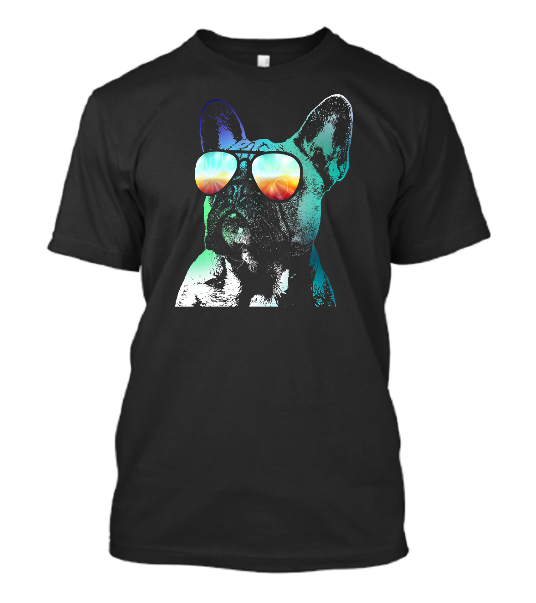 Neon French Bulldog With Colorful Sunglasses T-Shirt