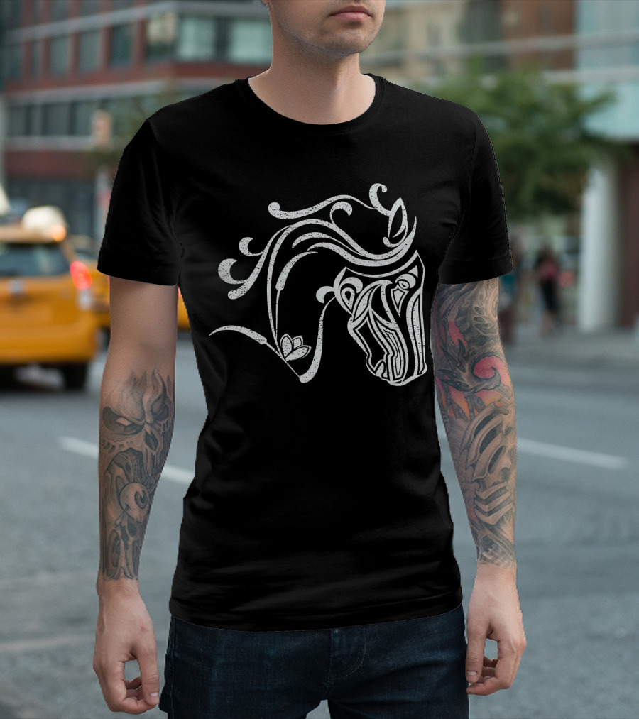 Friesian Horse Beautiful Friesian Hor Abstract Line T-Shirt