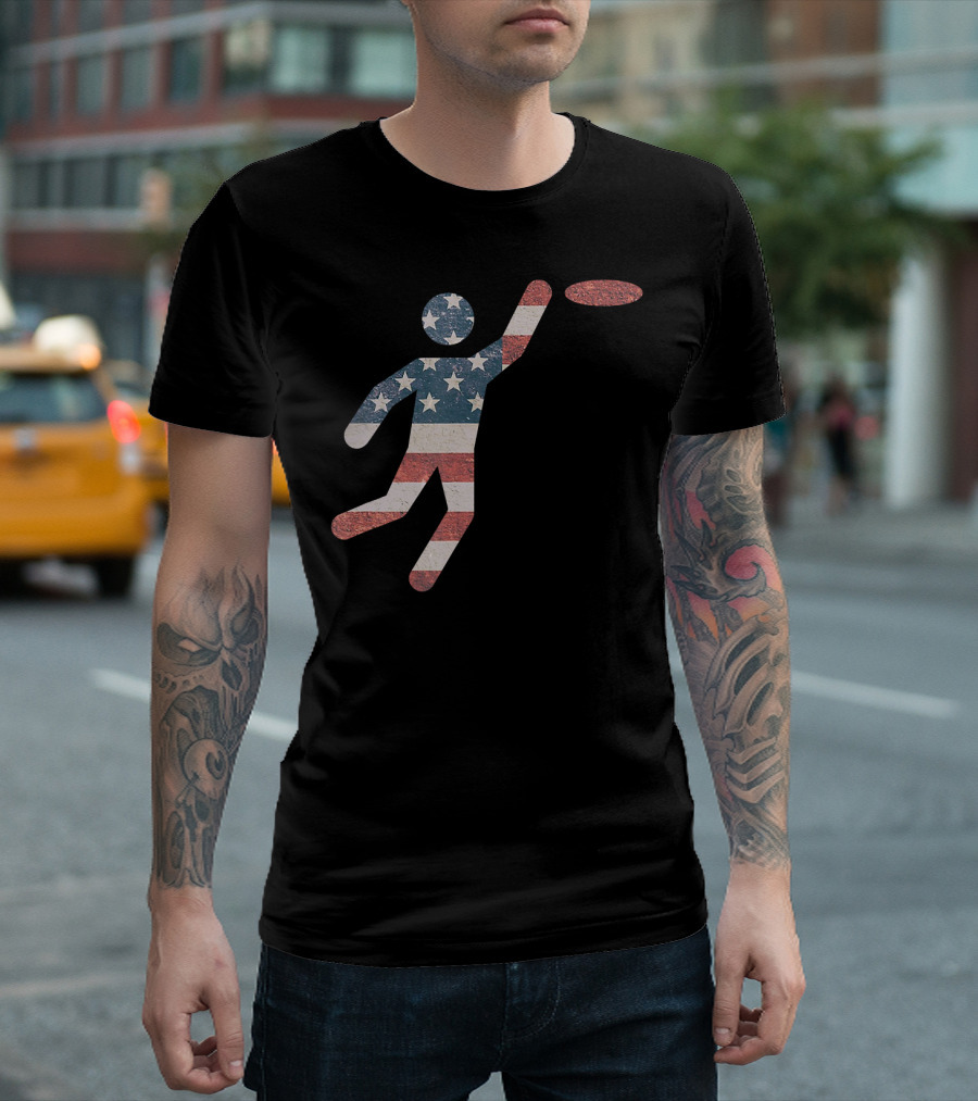 Frisbee Golf Disc Golf American Flag Player T-Shirt