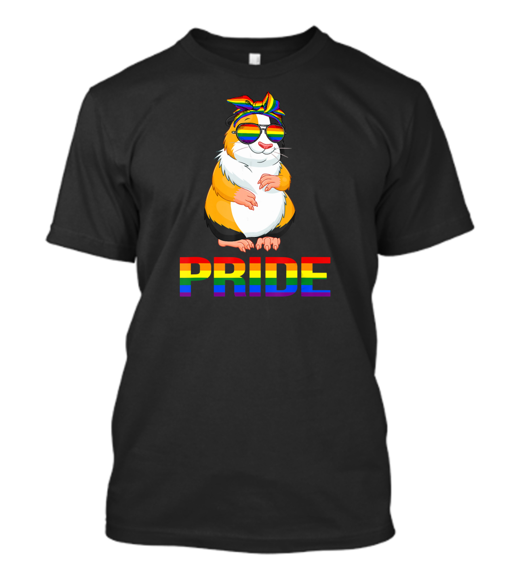 Guinea Pig Mom Pride Funny Hanging PRIDE Rainbow Glasses And Bow T-Shirt