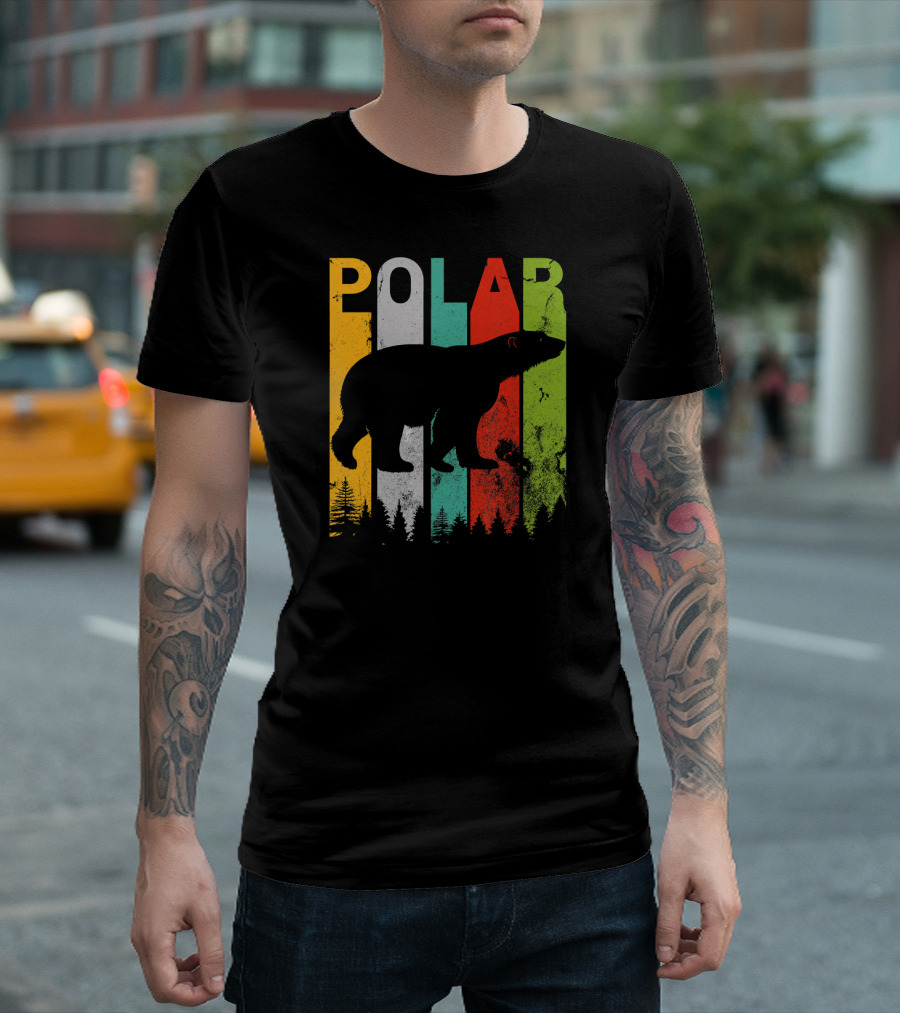 Polar Bear Lover Vintage Retro Stripes T-Shirt