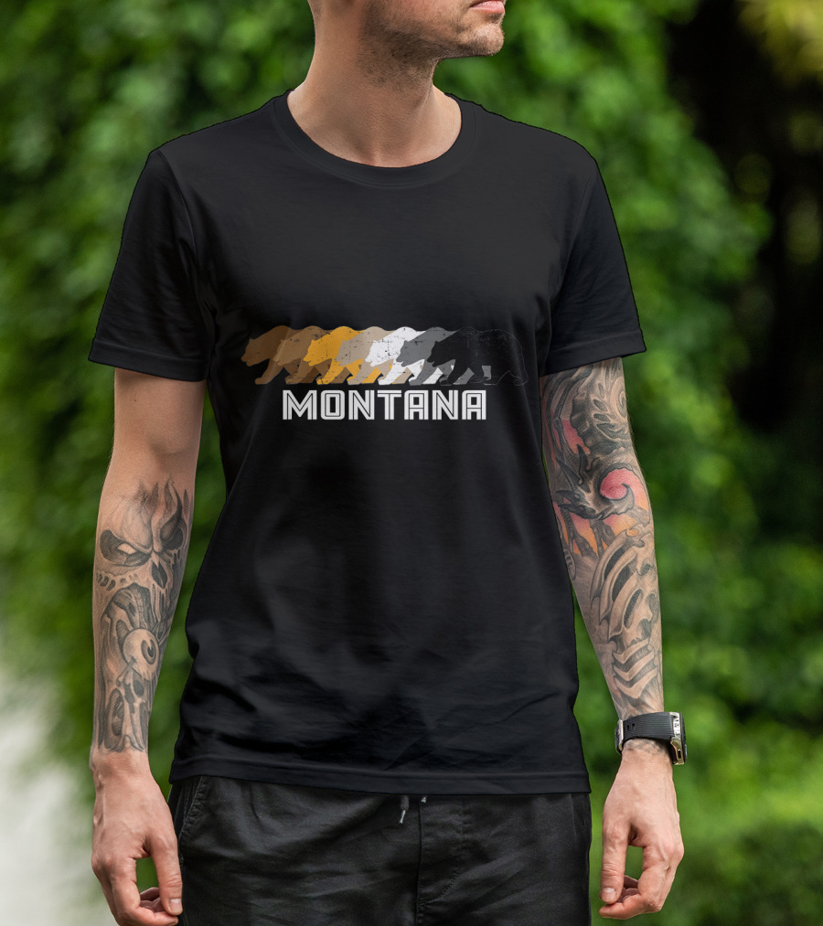 Montana Bear Pride Vintage Distressed Rainbow T-Shirt