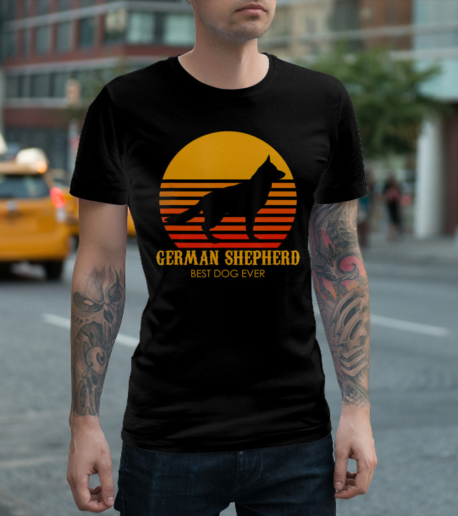 German Shepherd Best Dog Ever Sunset Silhouette In T-Shirt