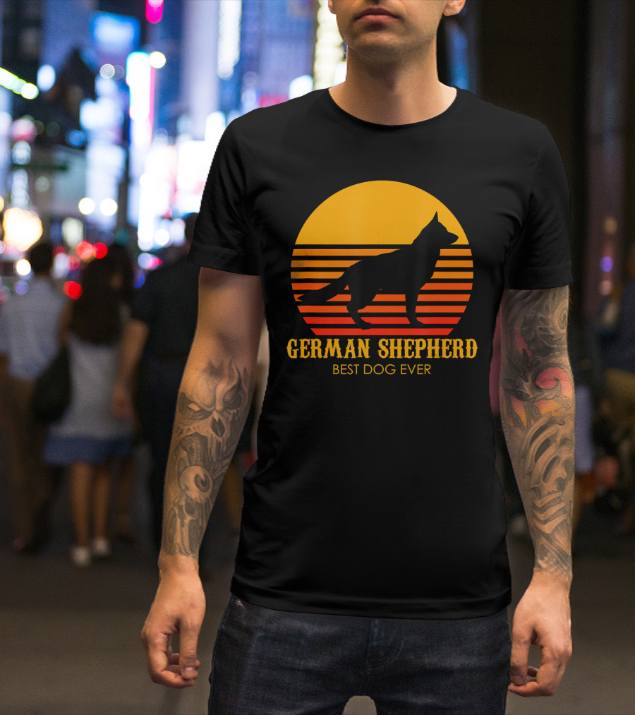 German Shepherd Best Dog Ever Sunset Silhouette In T-Shirt