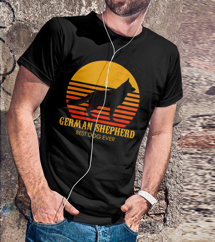 German Shepherd Best Dog Ever Sunset Silhouette In T-Shirt