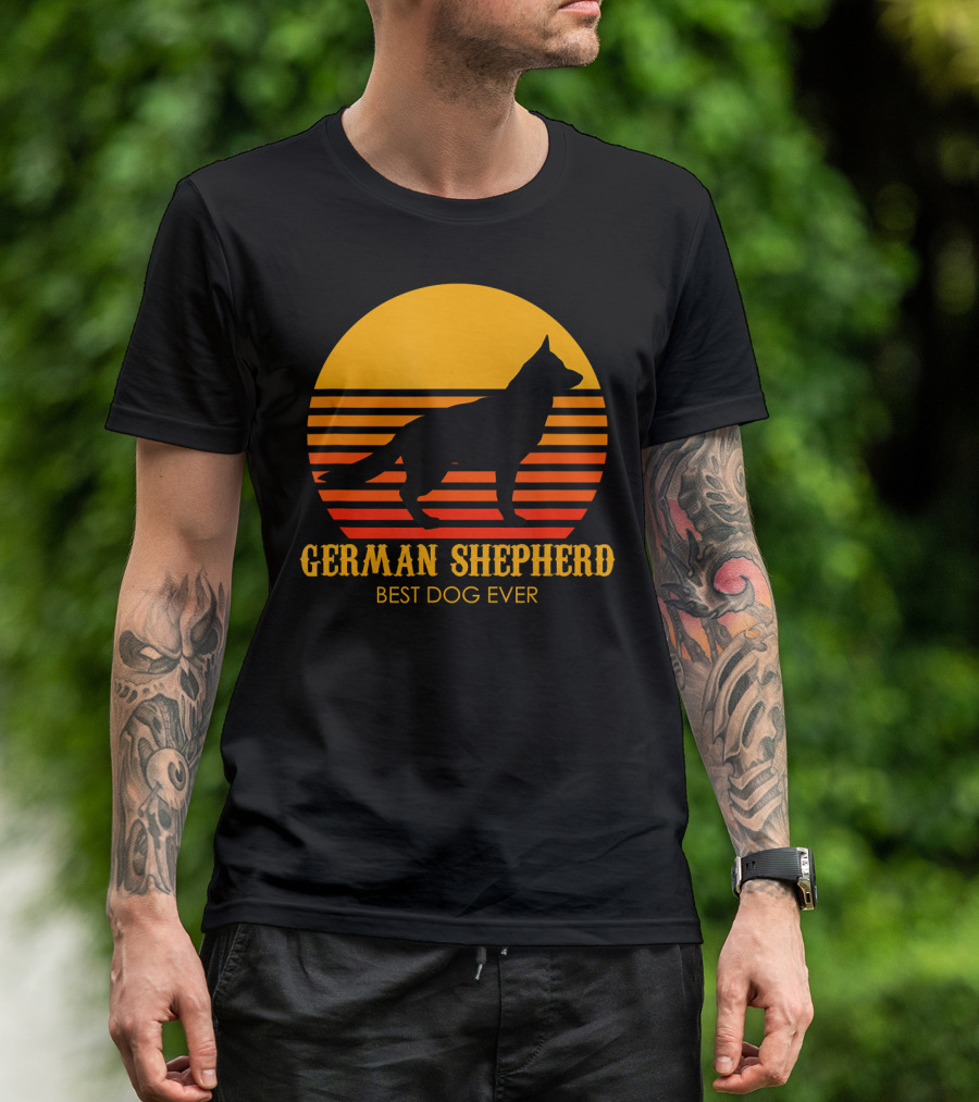 German Shepherd Best Dog Ever Sunset Silhouette In T-Shirt