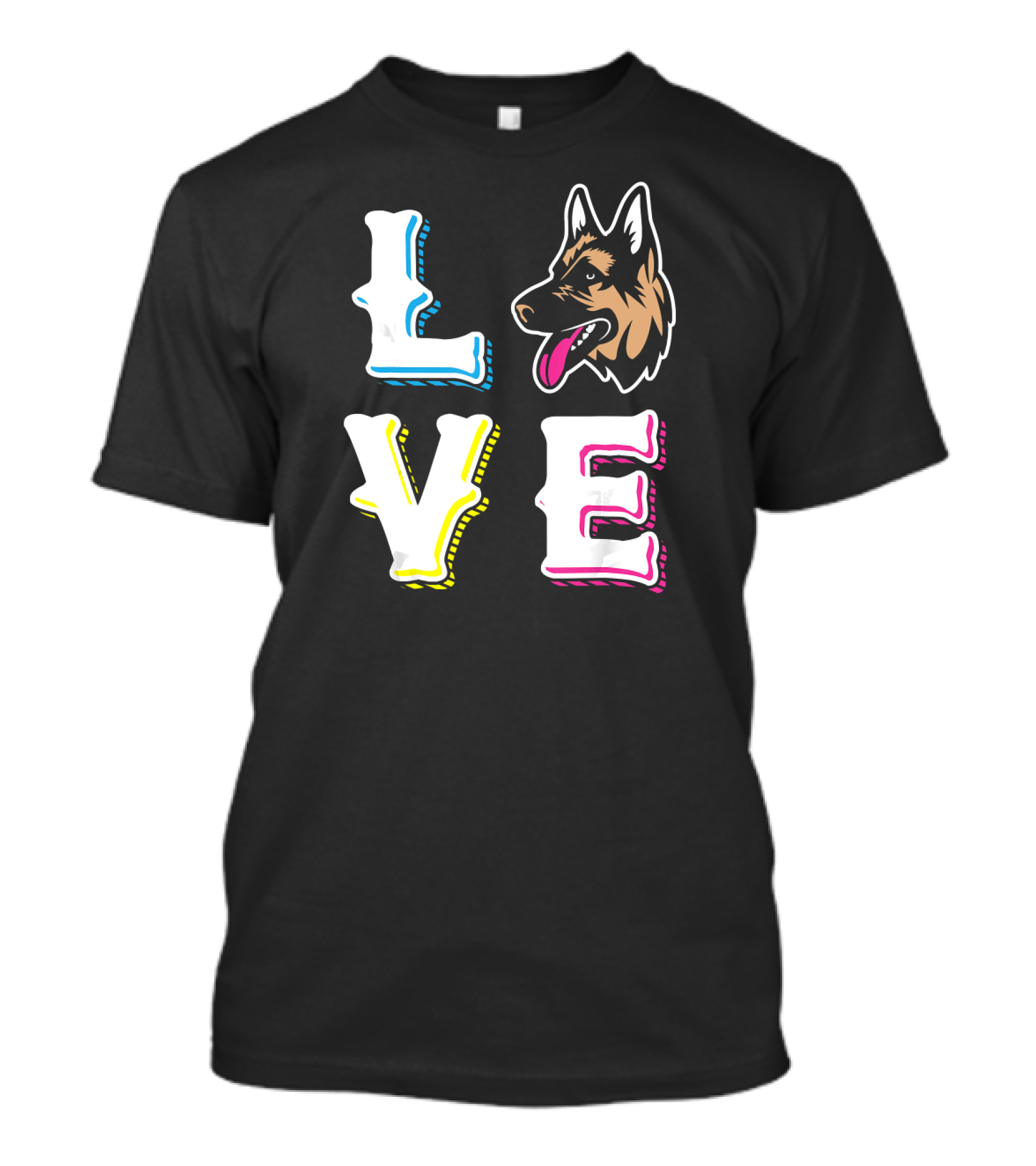 German Shepherd Love With Cute Dog Graphics T-Shirt