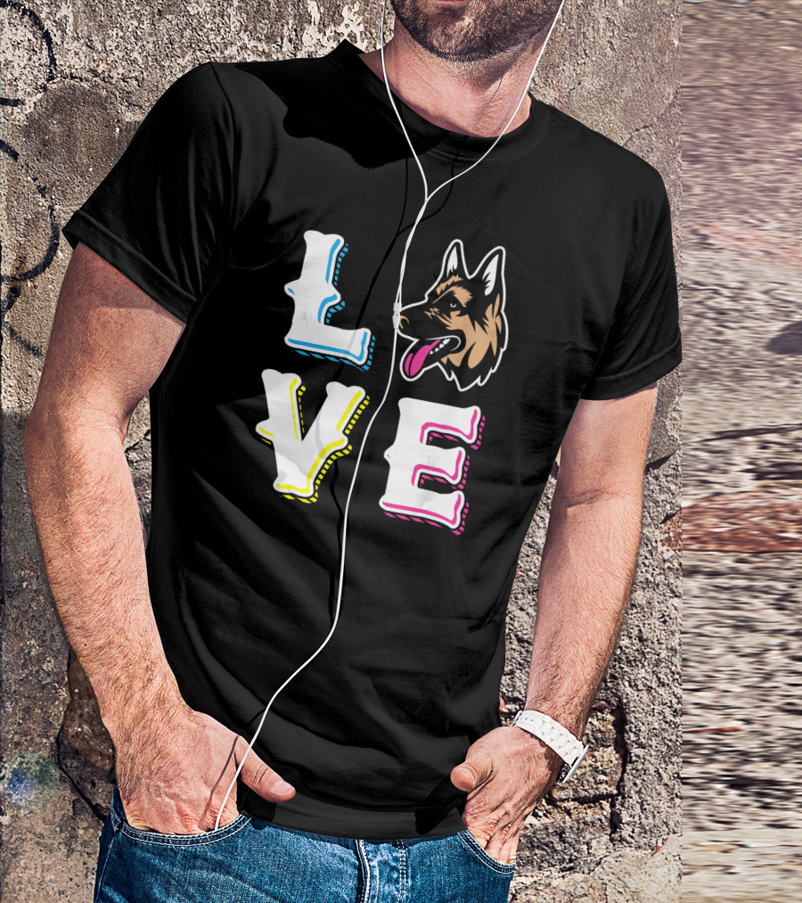 German Shepherd Love With Cute Dog Graphics T-Shirt