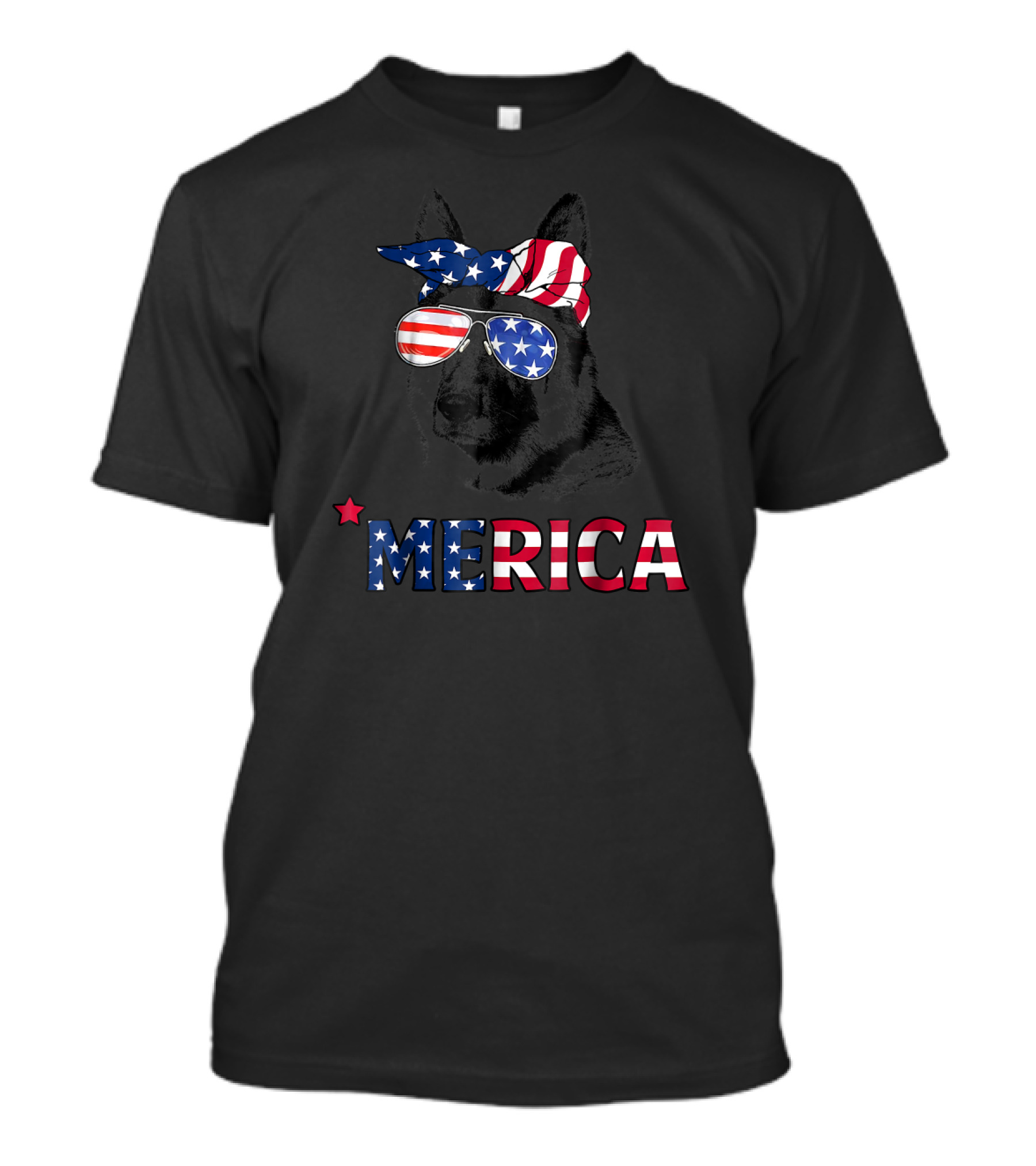 Merica German Shepherd Dog With USA American Flag Accessories T-Shirt