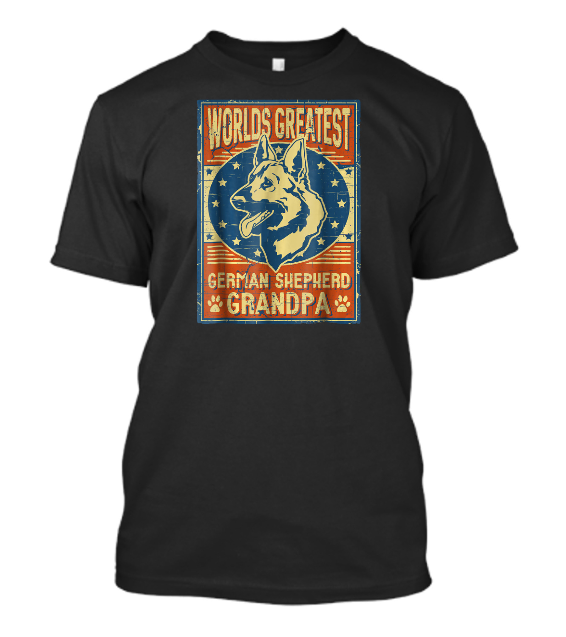 Worlds Greatest German Shepherd Grandpa Retro Star Banner T-Shirt