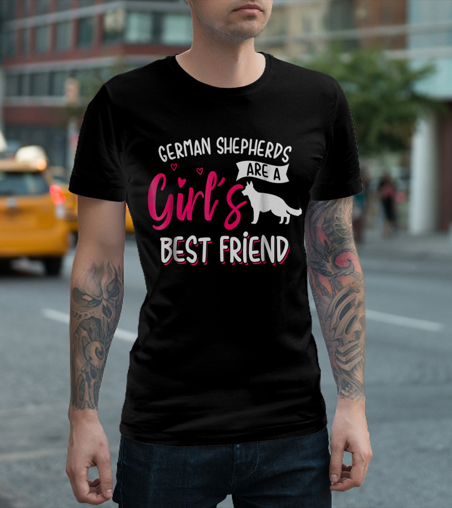 German Shepherds Are a Girl's Best Friend with Hearts T-Shirt