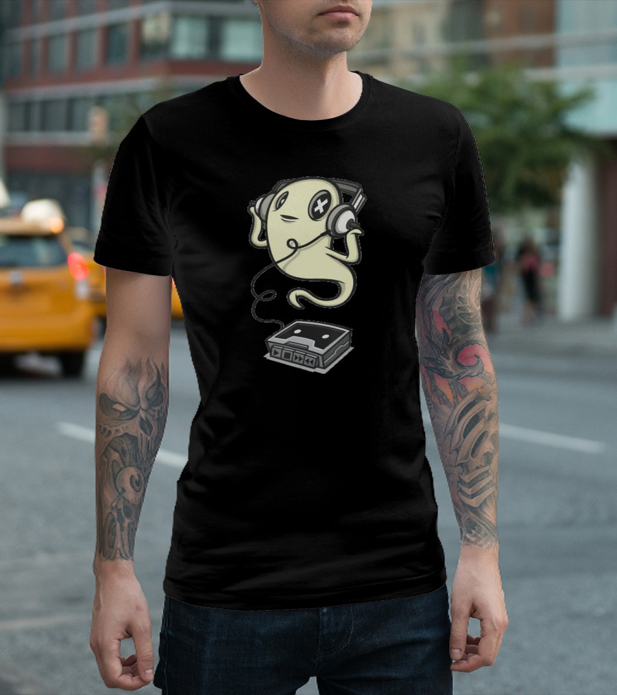 Ghost Listening To Music With Retro Cassette Player T-Shirt