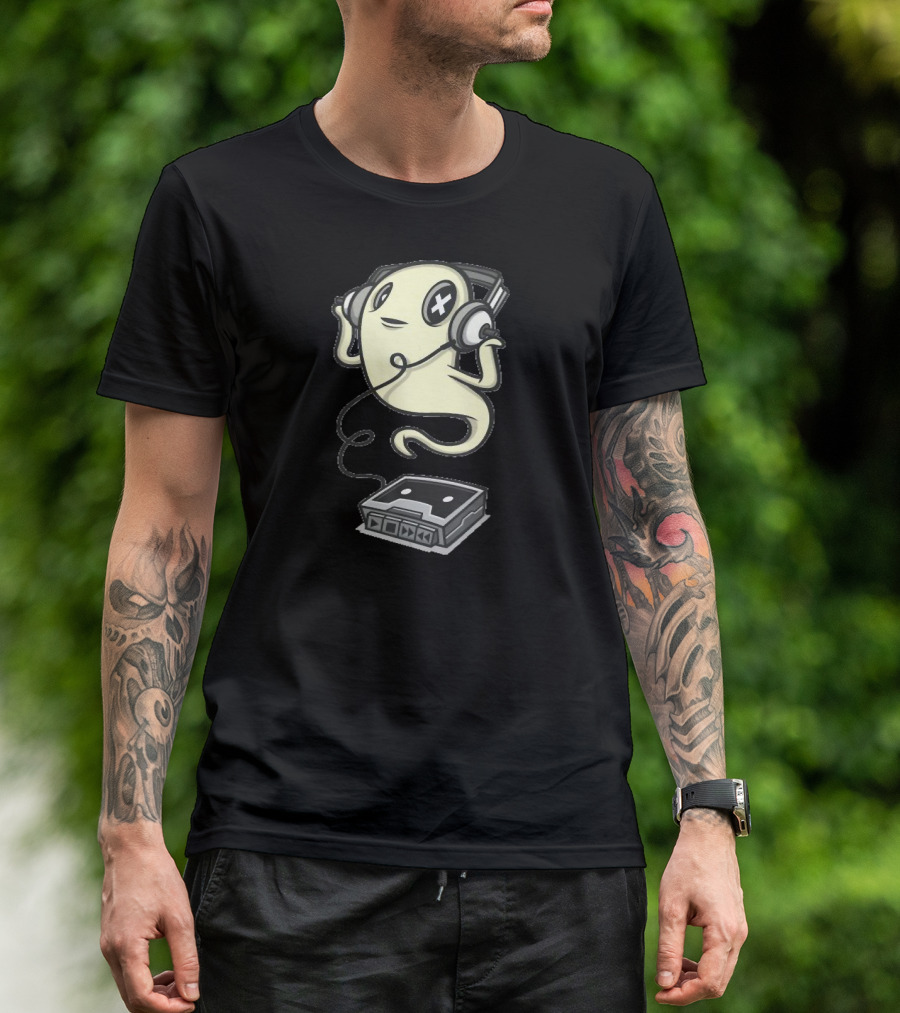 Ghost Listening To Music With Retro Cassette Player T-Shirt