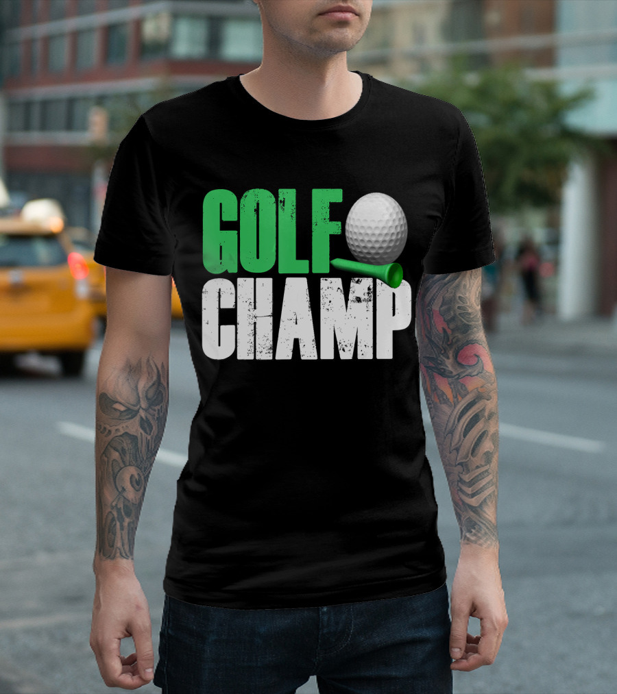 Golf Champ Golfing Ball Dad Grandpa Green T-Shirt