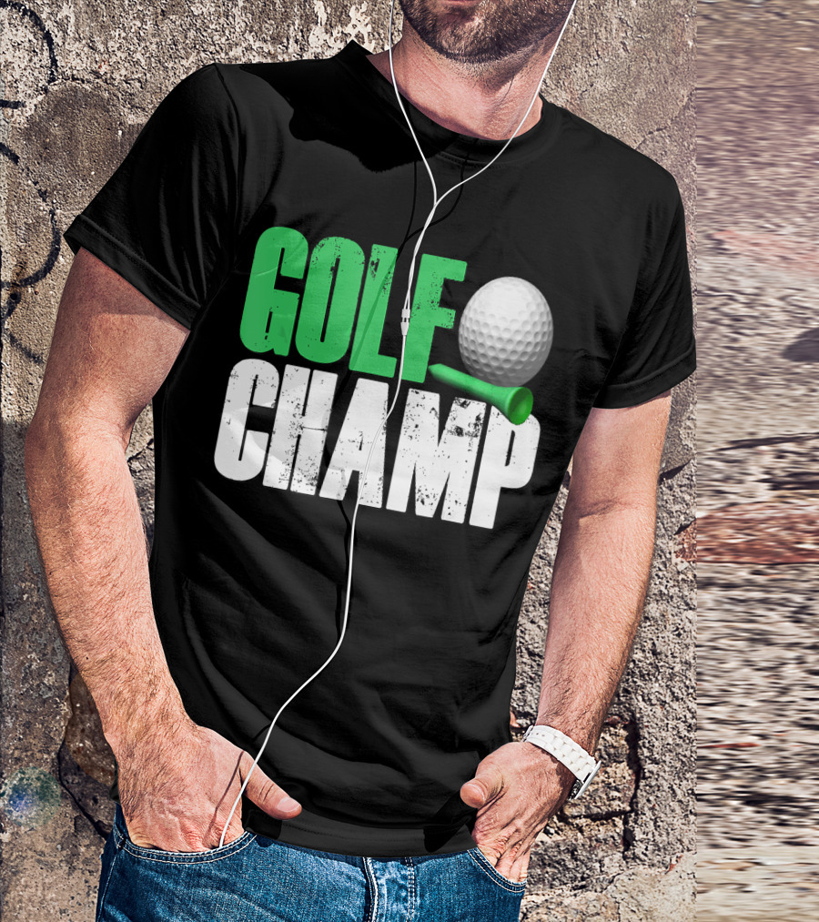 Golf Champ Golfing Ball Dad Grandpa Green T-Shirt