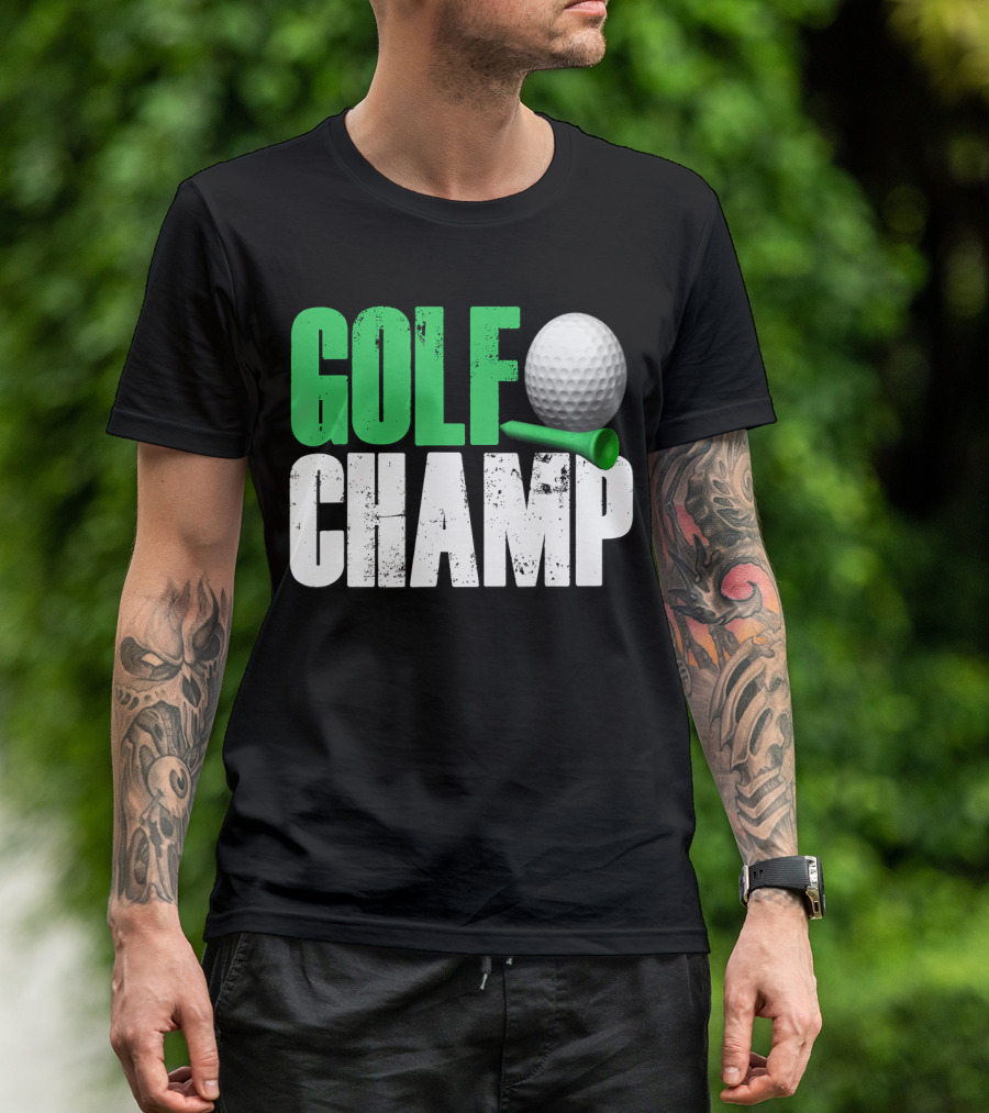 Golf Champ Golfing Ball Dad Grandpa Green T-Shirt