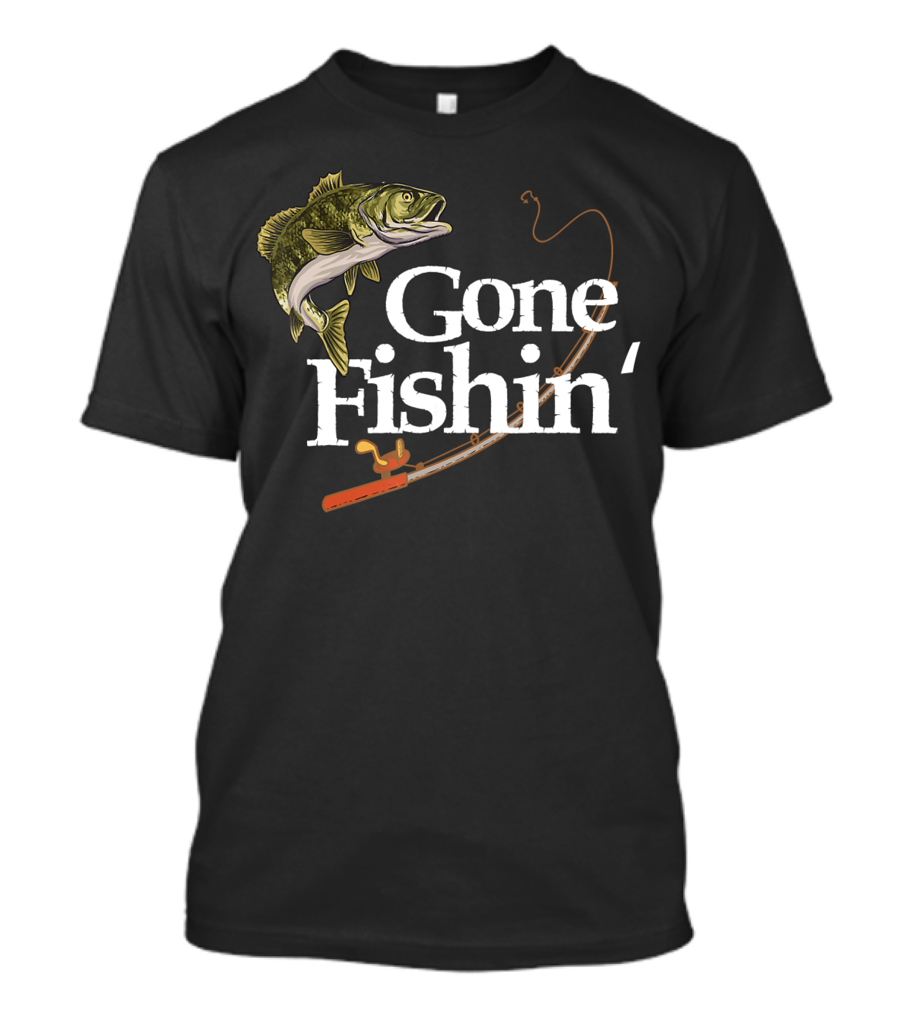 Gone Fishin' Fisherman Angler With Fishing Rod And Fish T-Shirt