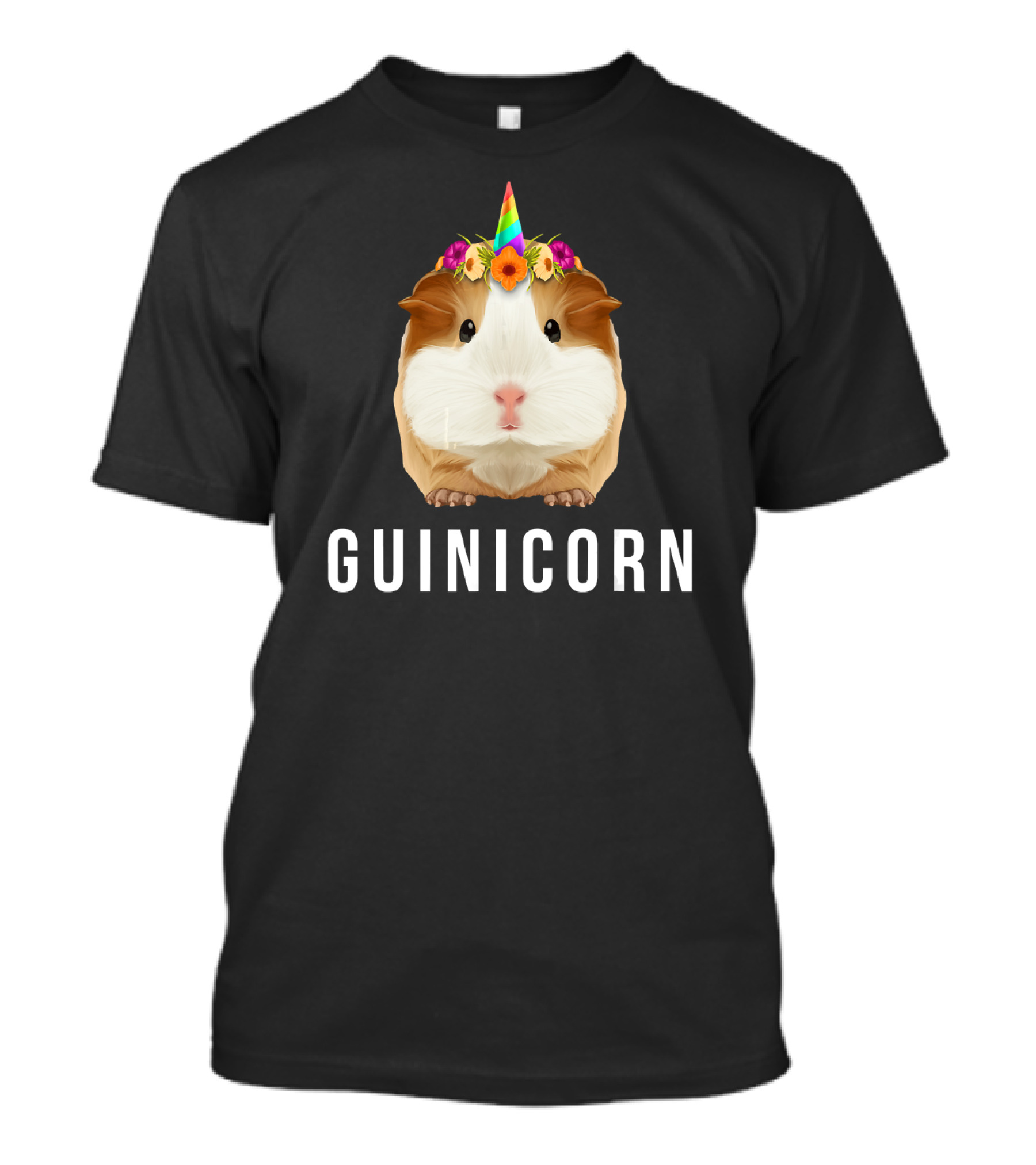 Guinea Pig Rainbow Flower Crown Unicorn Guinicorn T-Shirt