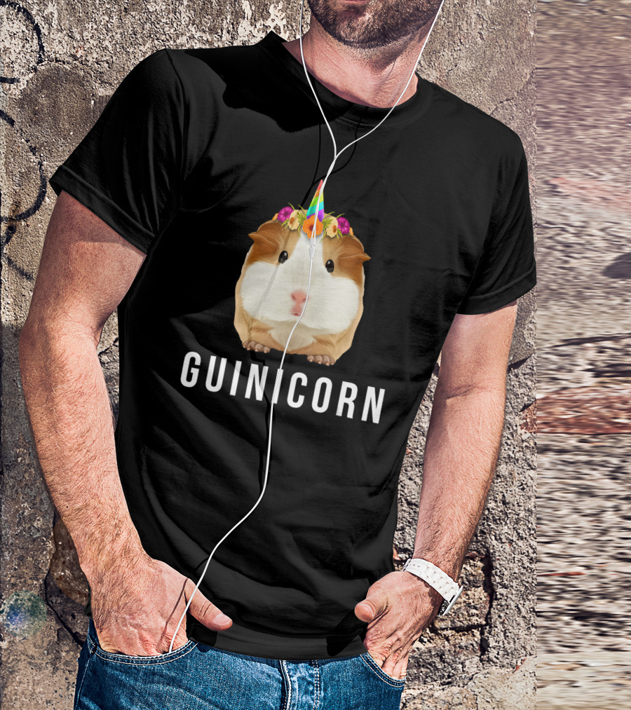 Guinea Pig Rainbow Flower Crown Unicorn Guinicorn T-Shirt