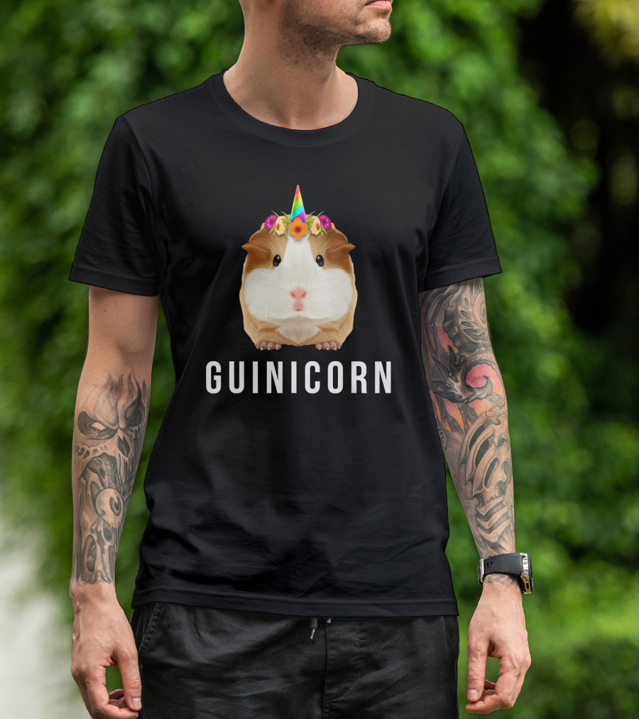 Guinea Pig Rainbow Flower Crown Unicorn Guinicorn T-Shirt