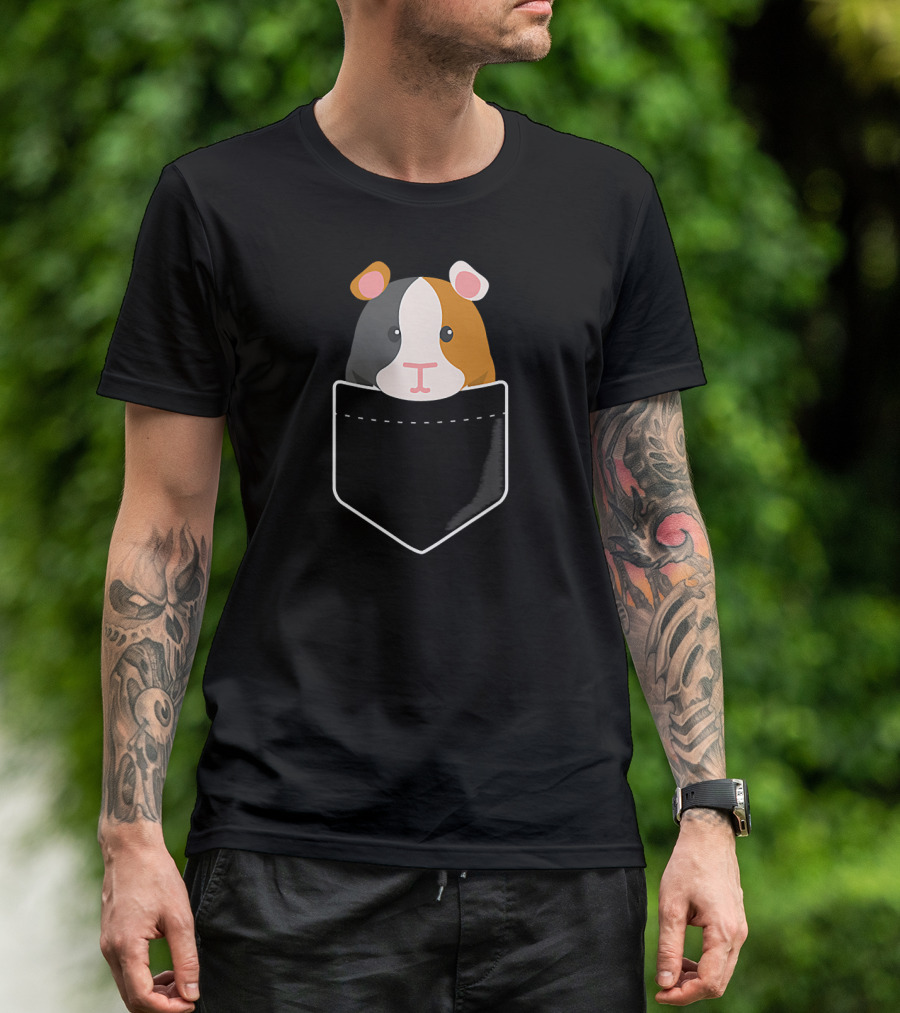 Guinea Pig In My Pocket Cuteness Overload Peeking Out T-Shirt