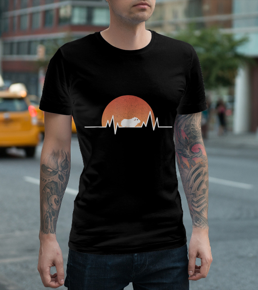 Guinea Pig Retro Sun Heartbeat T-Shirt
