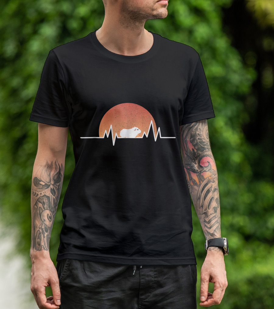 Guinea Pig Retro Sun Heartbeat T-Shirt