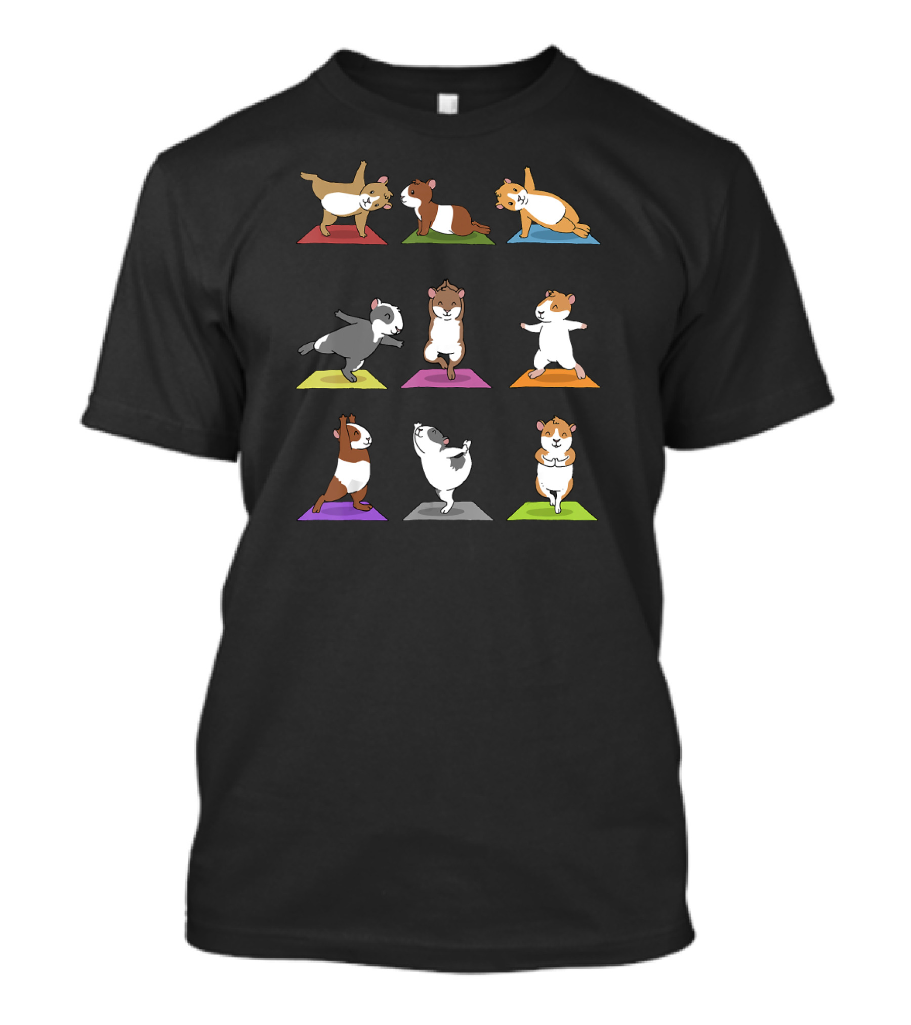 Guinea Pig Funny Yoga Poses Cute Guinea Pigs In Yoga Mats T-Shirt