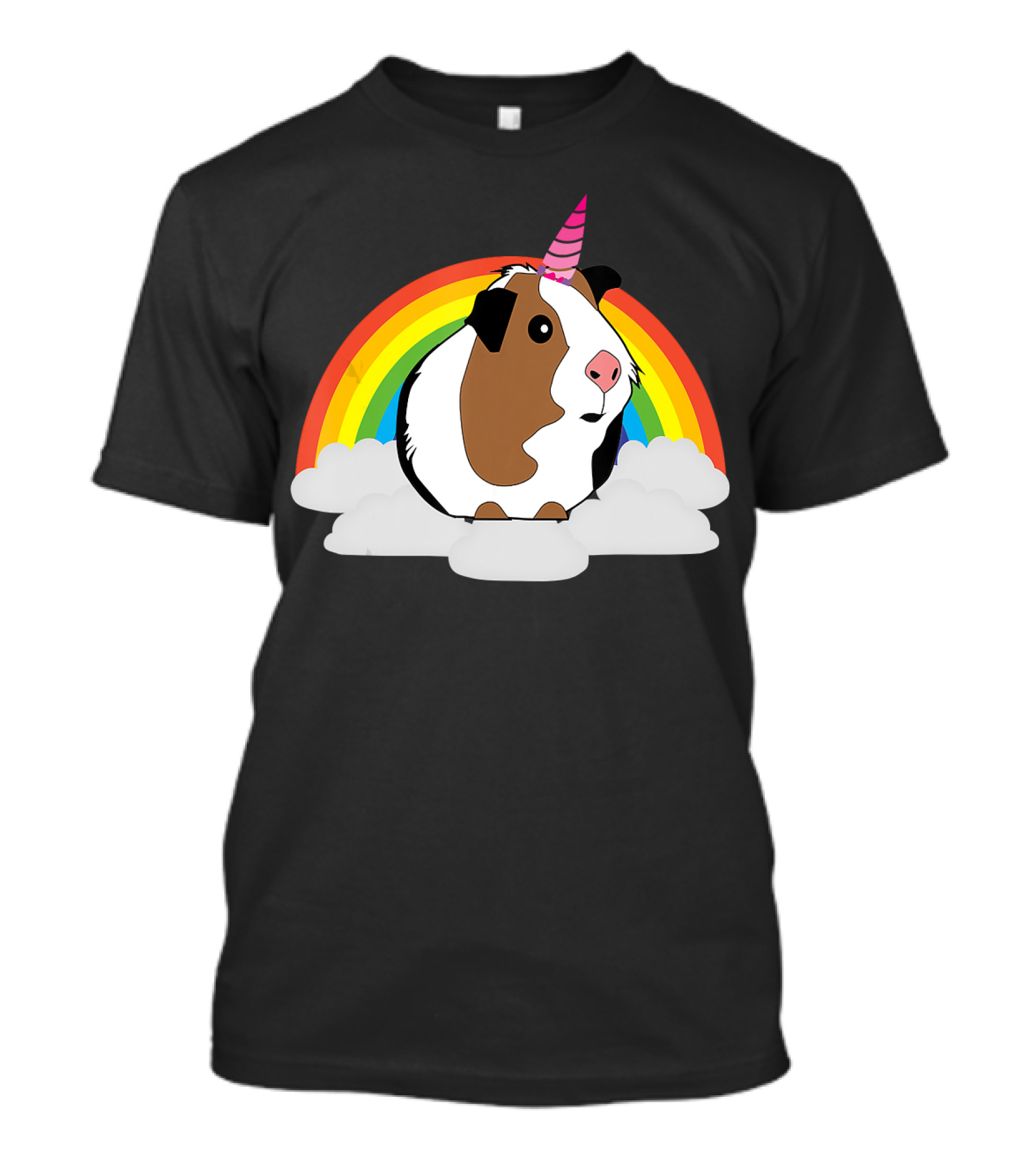 Guinea Pig Unicorn With Rainbow Clouds Cute Guinea Pig T-Shirt