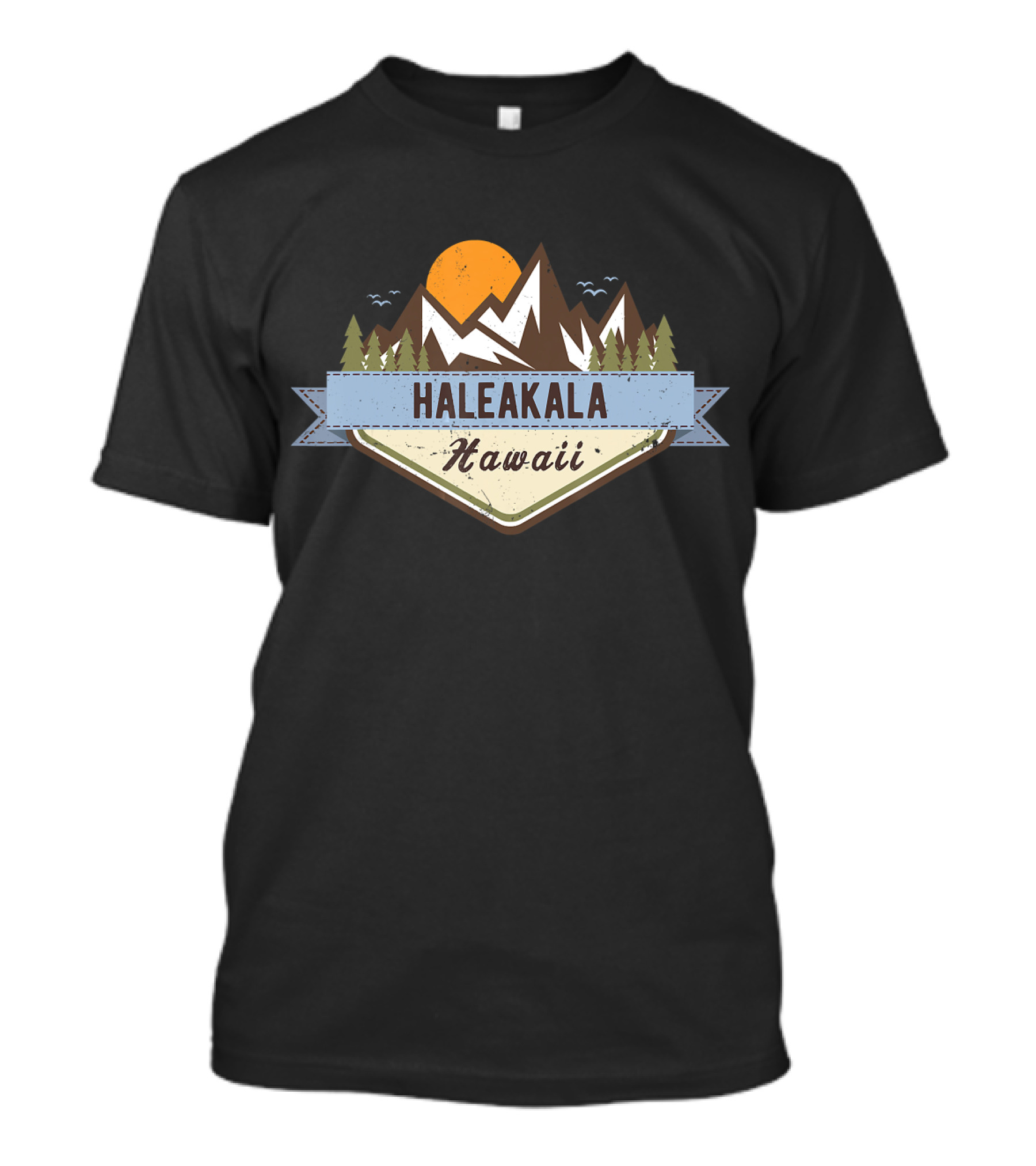 Haleakala Hawaii Mountains Retro Sun And Trees T-Shirt