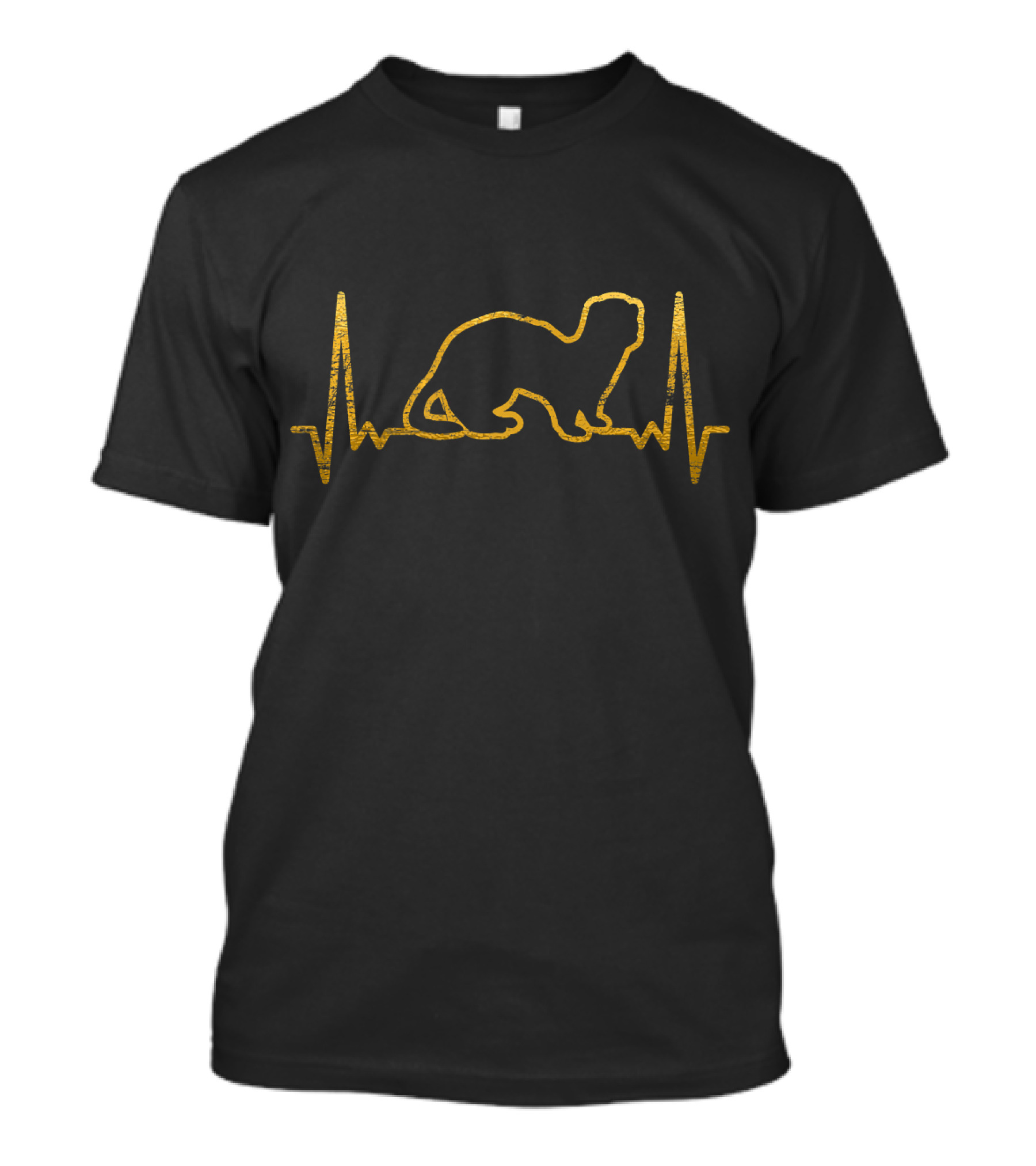 Heartbeat Ferret Silhouette With EKG Line T-Shirt