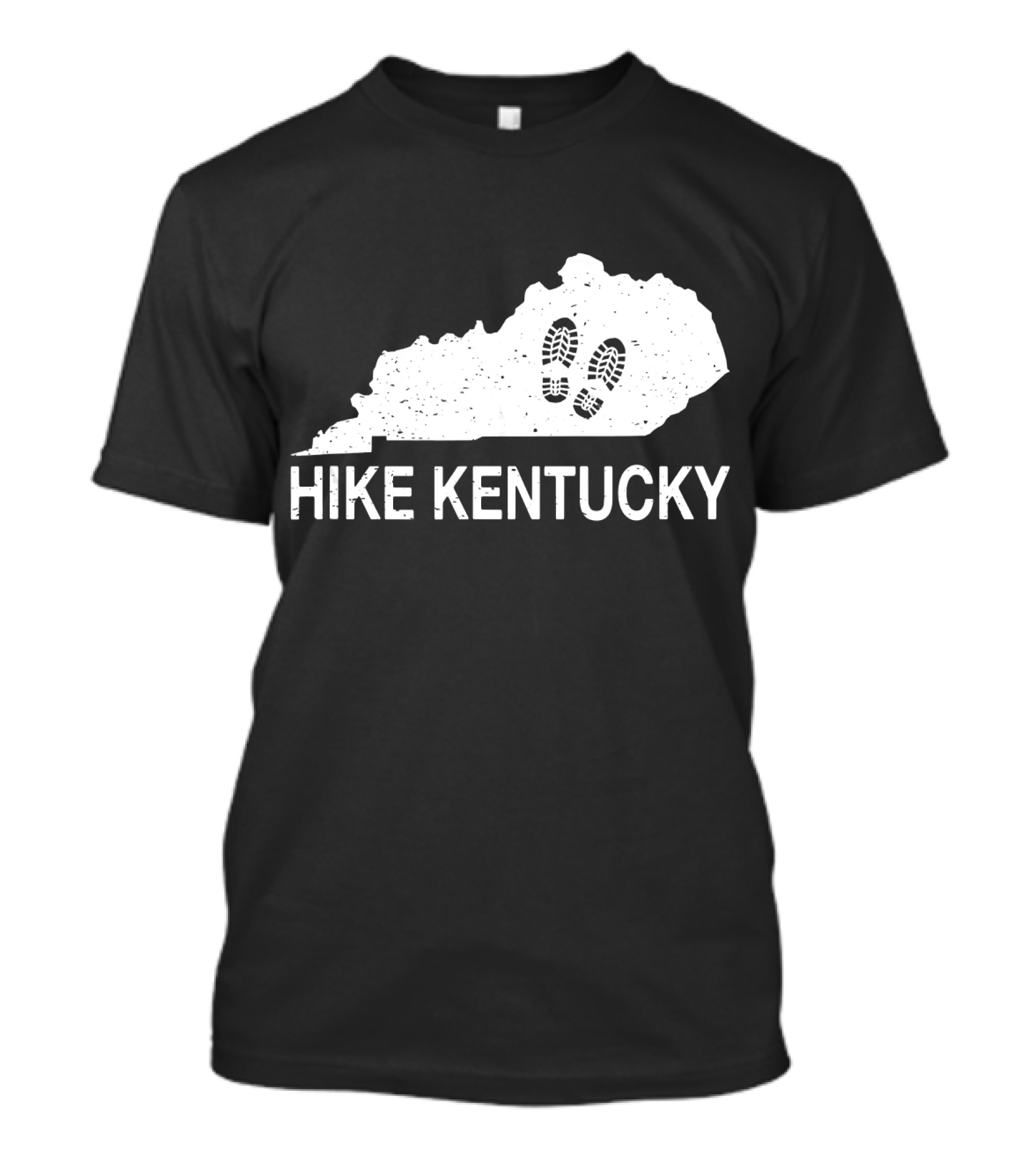 Hike Kentucky State Map With Boot Print T-Shirt