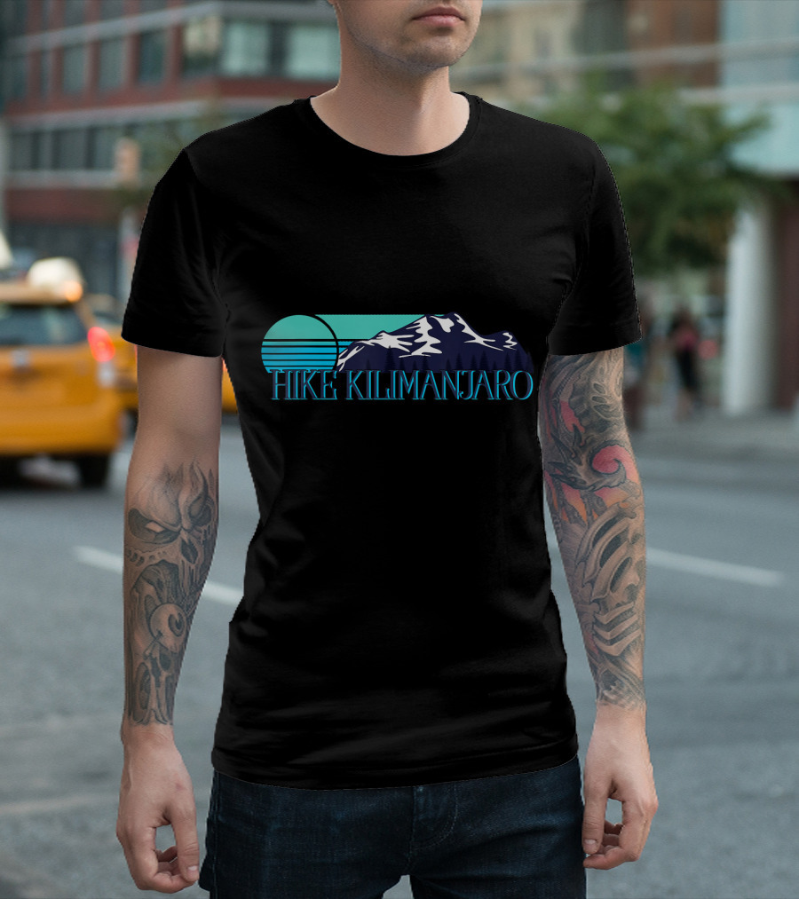 Hike Kilimanjaro Mountains Retro Sunset T-Shirt
