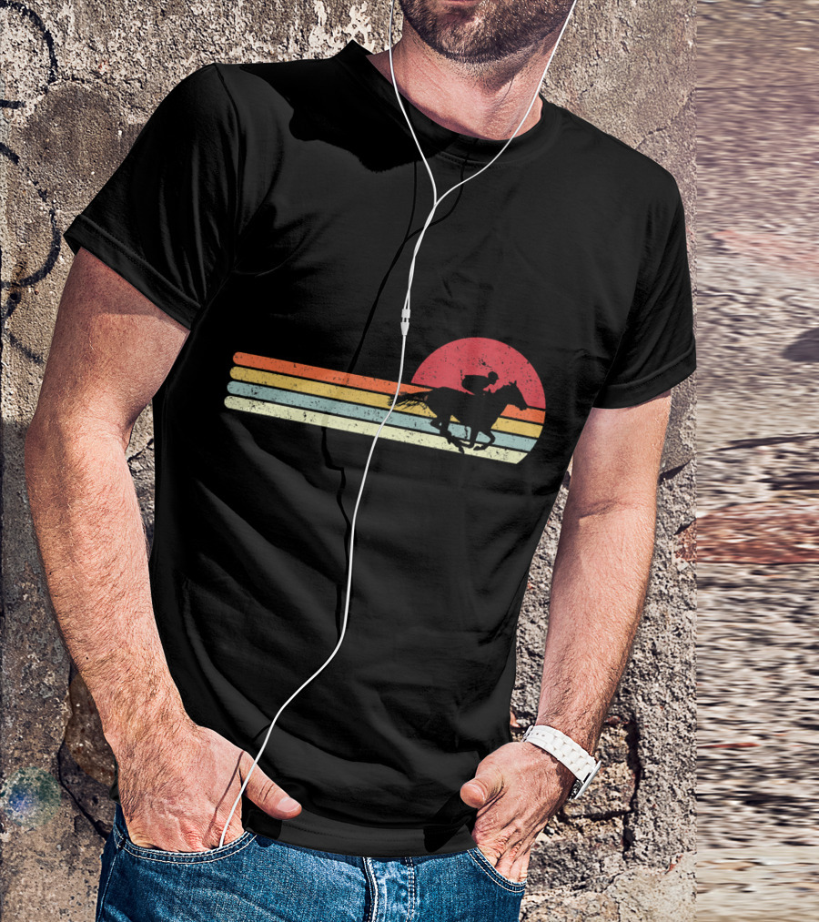 Retro Sunset Horse Racing T-Shirt