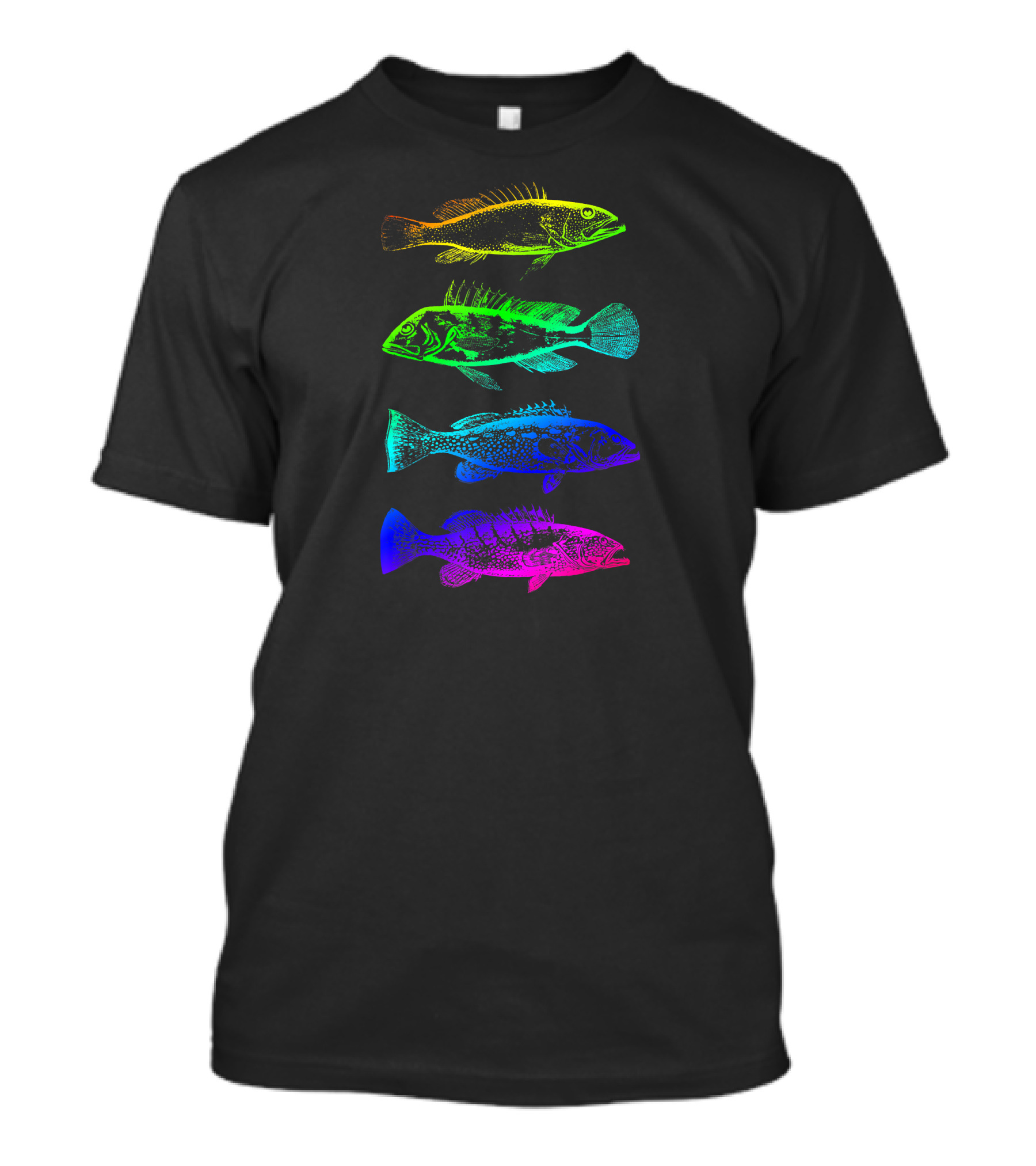 I Love Fishing Marine Sea Bass Rainbow Darwi Multicolor Fish T-Shirt