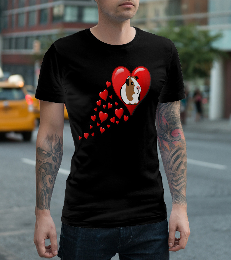 I Love My Guinea Pig Hearts Domestic Red Heart T-Shirt