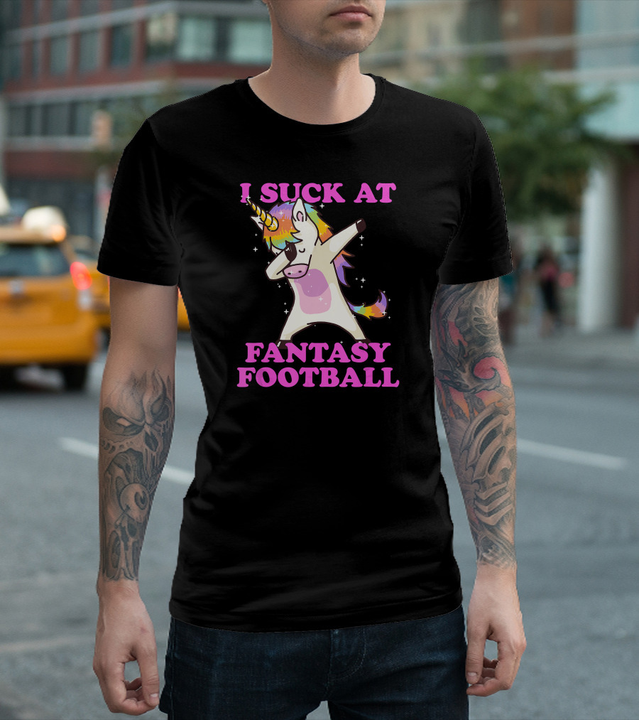 I Suck At Fantasy Football Unicorn Dabbing T-Shirt